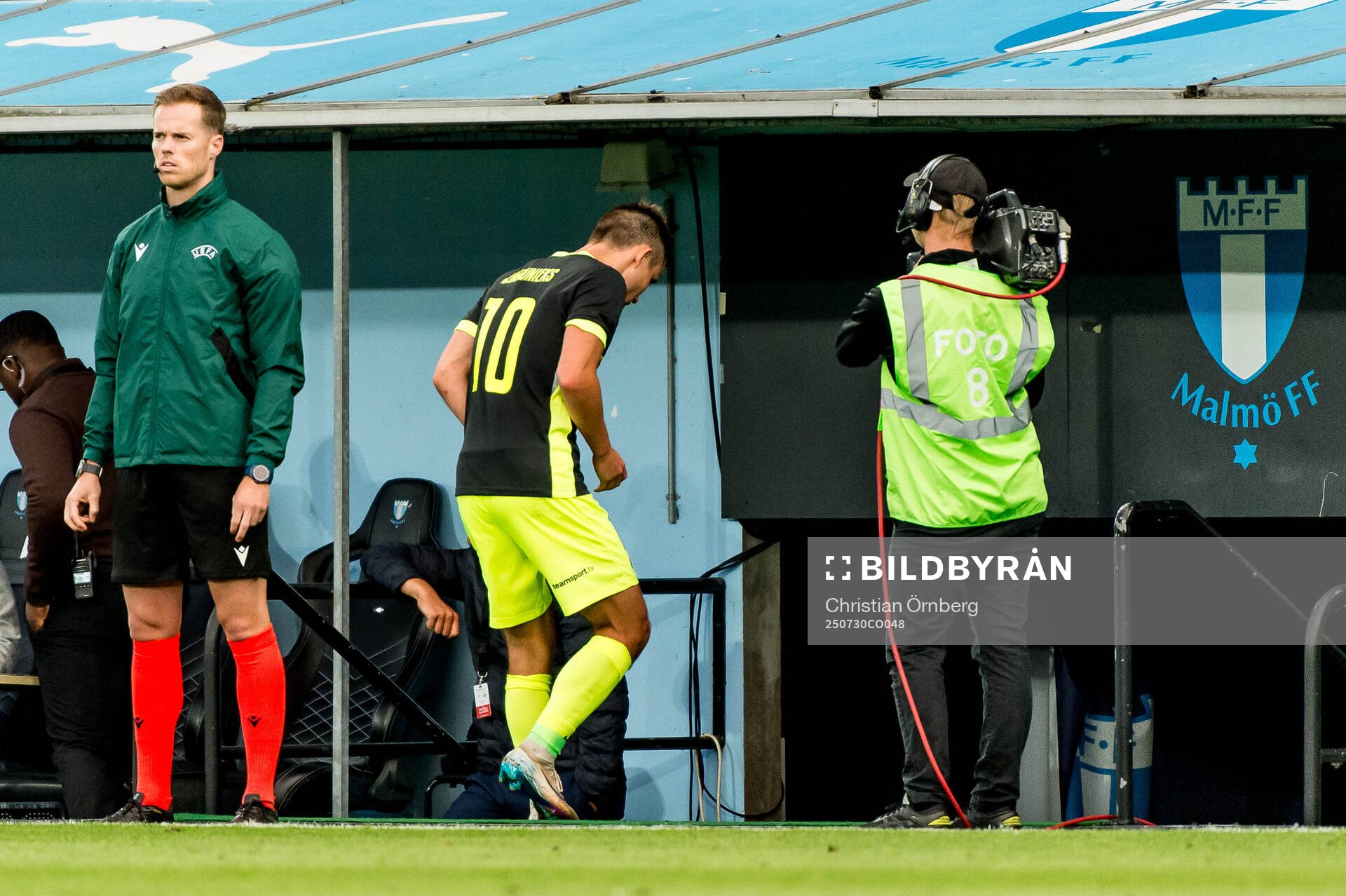 Janis Ikaunieks of FK RFS leaves the pitch