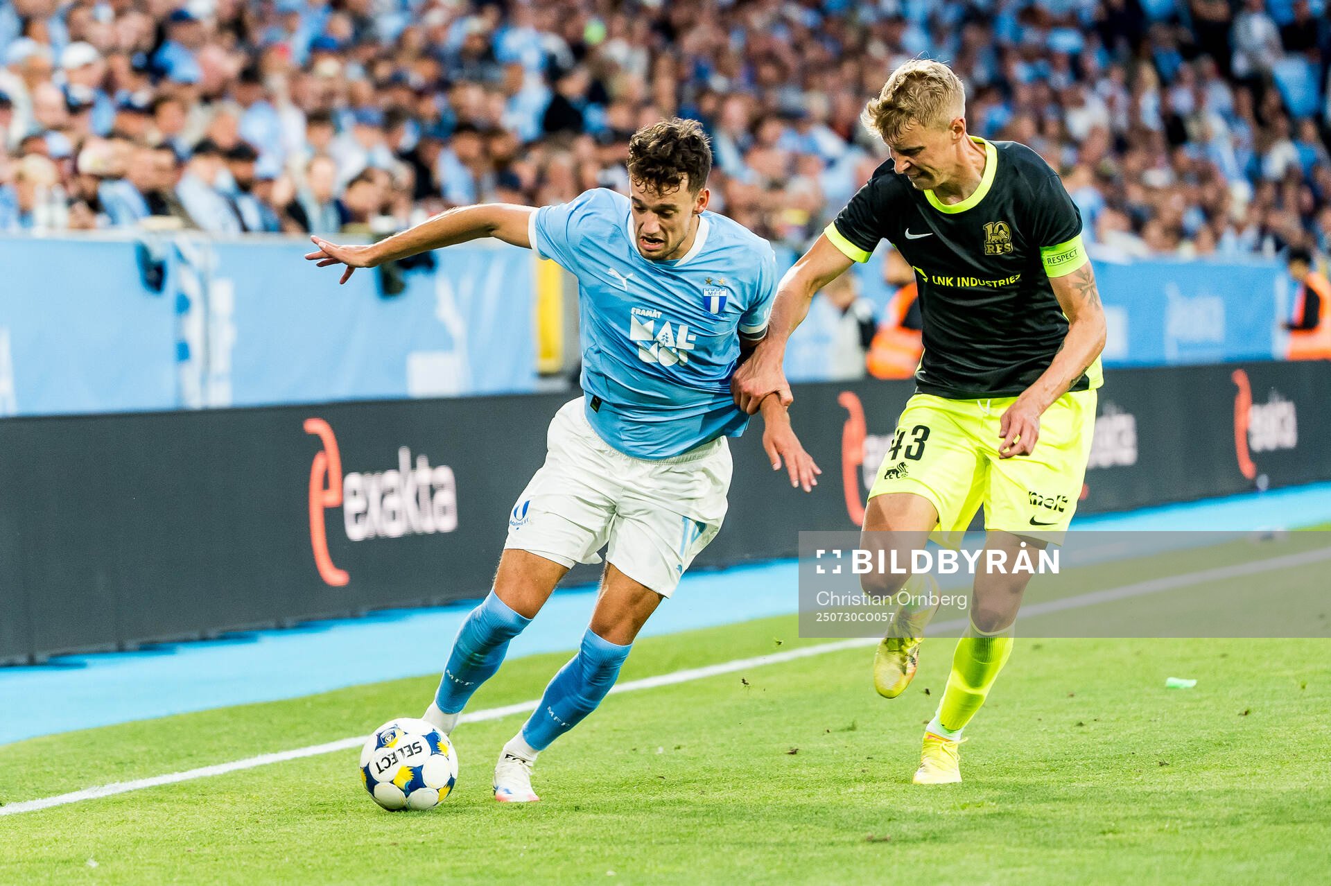 Colin Rösler of Malmö FF and Ziga Lipuscek of FK RFS