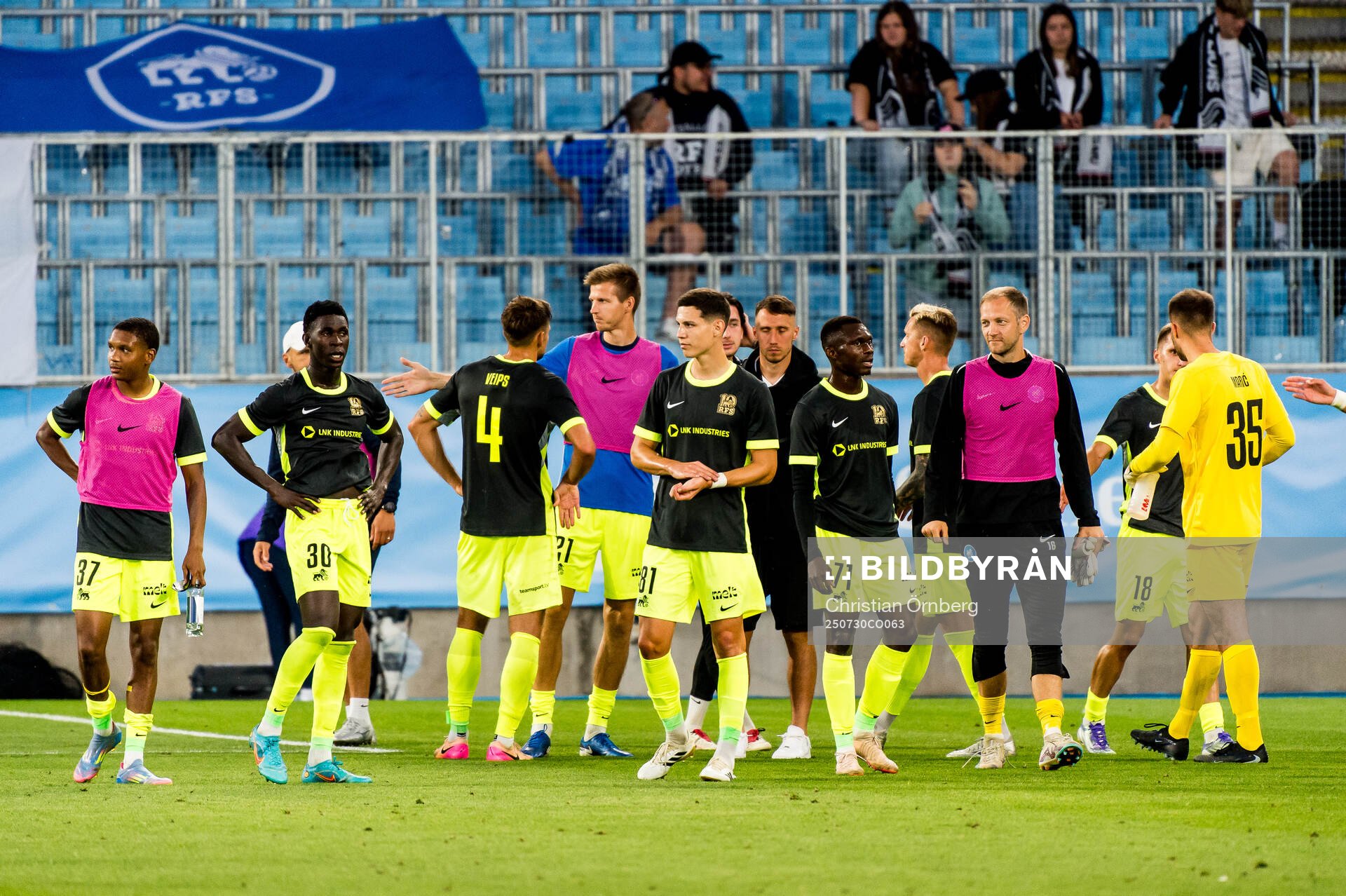 Players of FK RFS look dejected