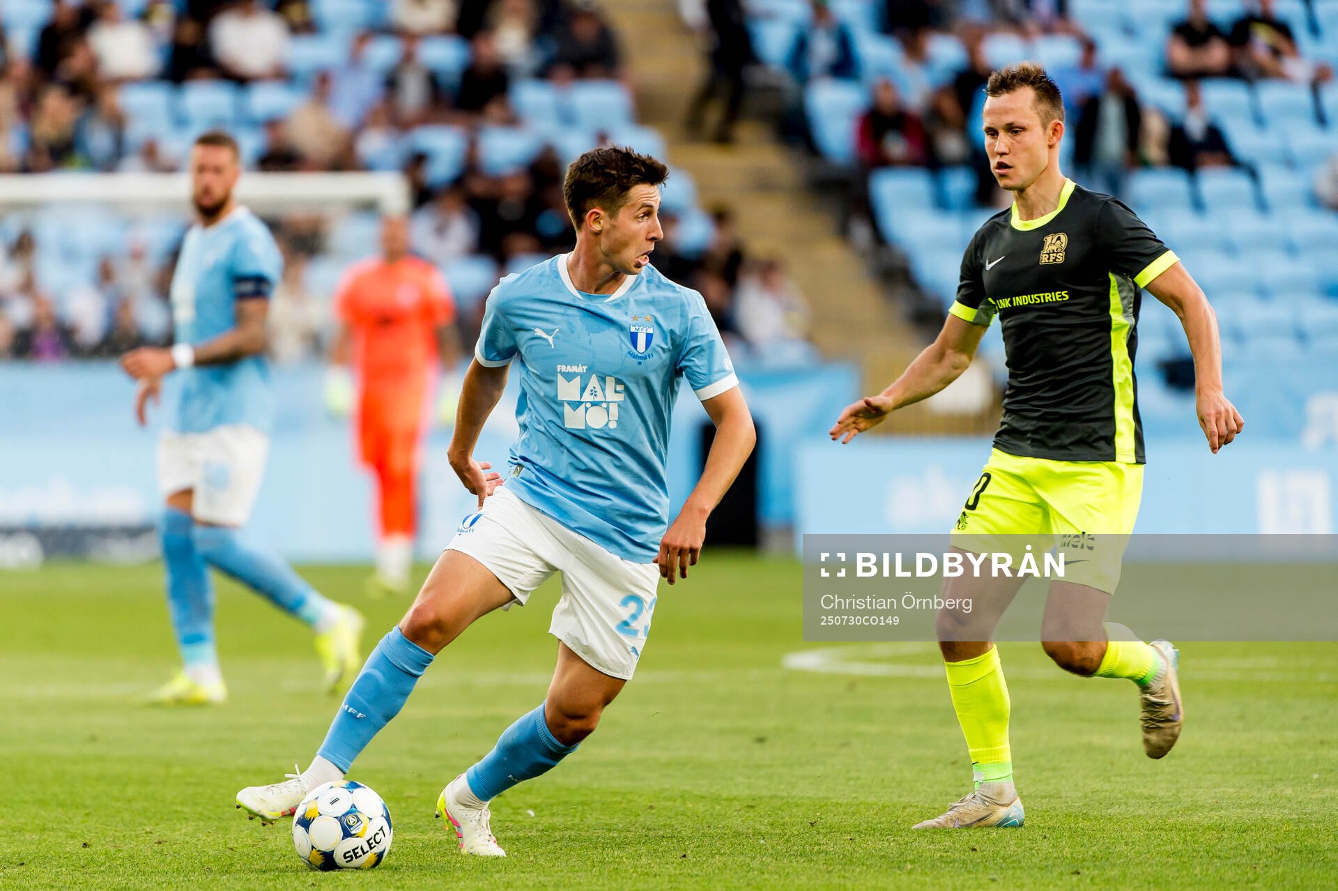Lasse Berg Johnsen of Malmö FF and Janis Ikaunieks of FK