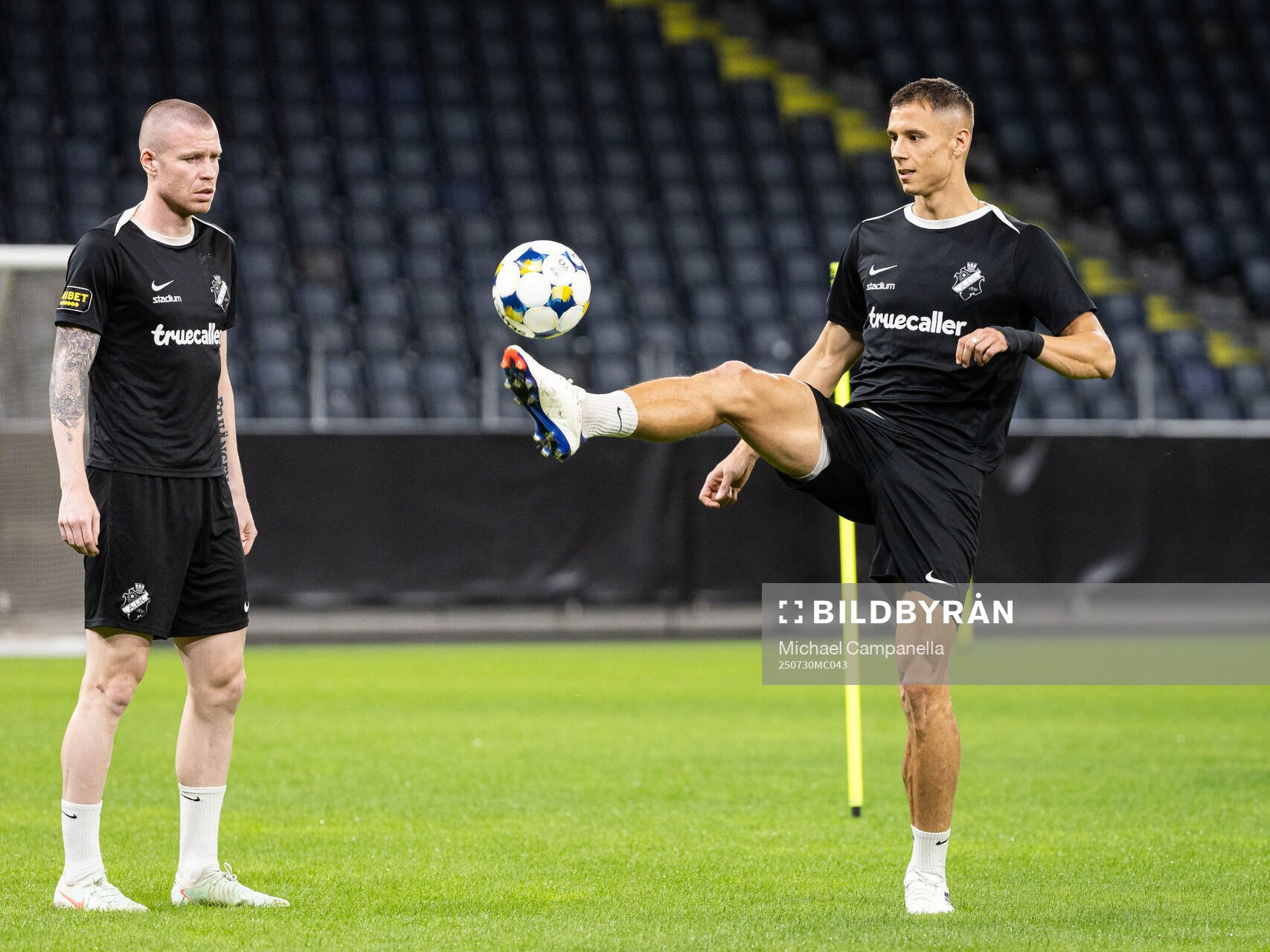 Thomas Isherwood and Filip Benkovic of AIK
