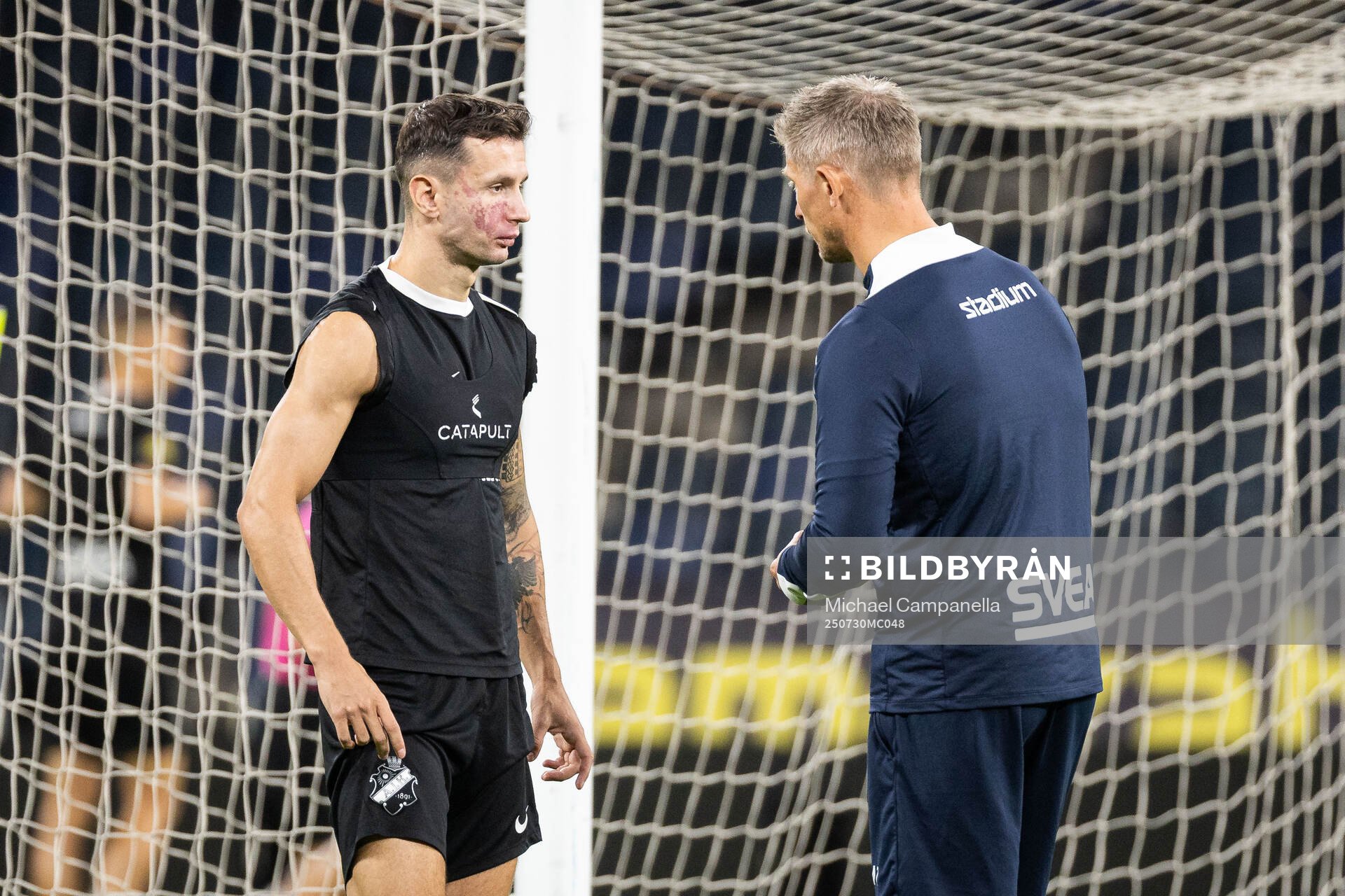Bersant Celina of AIK and AIK head coach Mikkjal Thomassen