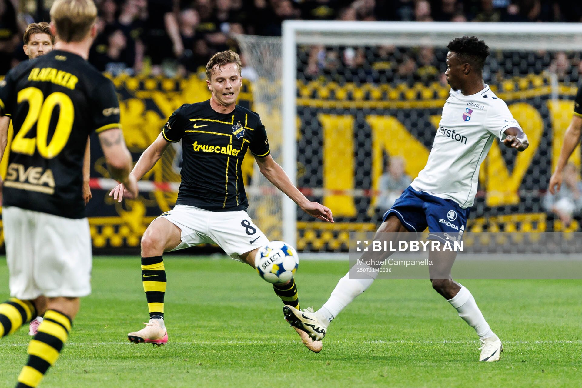 Johan Hove of AIK and Pa Abdou Cham of Paide Linnameeskond