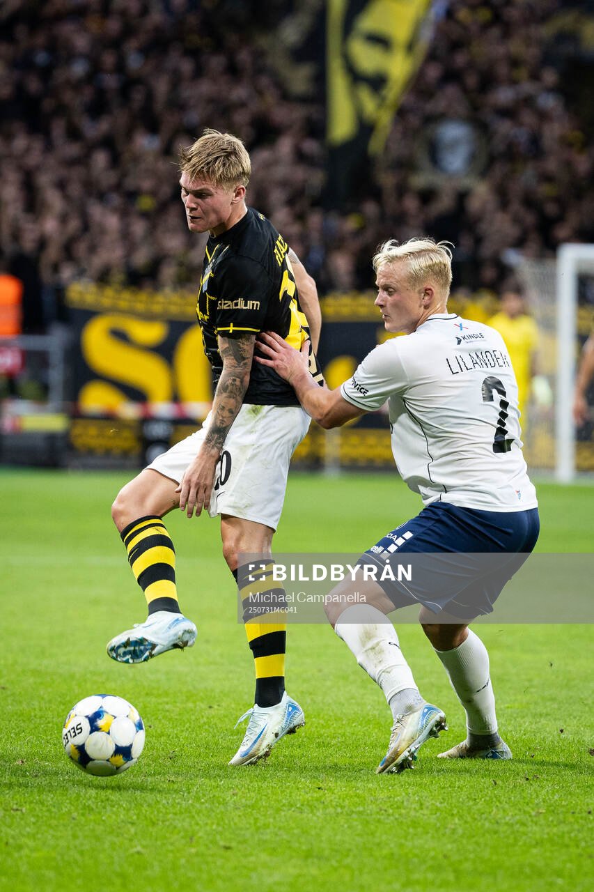 Erik Hovden Flataker of AIK against Michael Lilander of