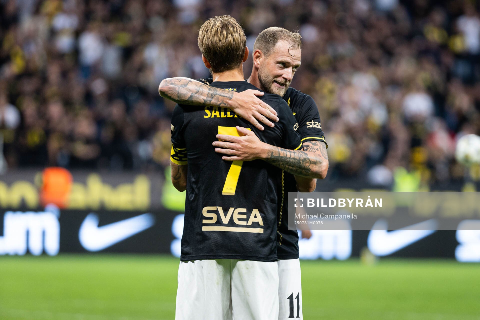 Anton Salétros of AIK celebrates with John Guidetti