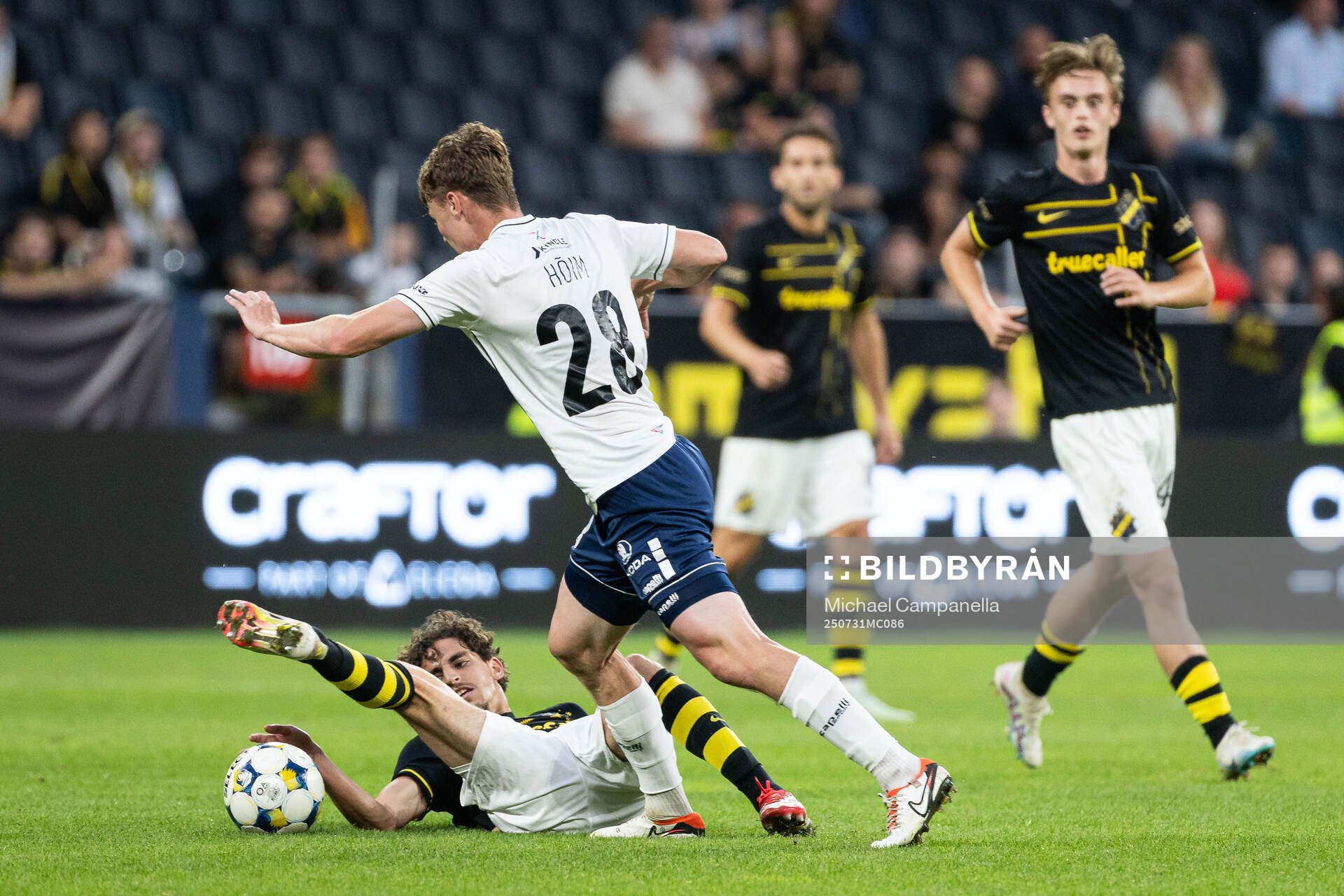 Taha Ayari of AIK and Oskar Hoim of Paide Linnameeskond