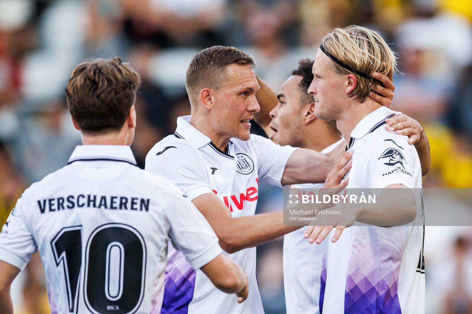 Ludwig Augustinsson and Kasper Dolberg of Anderlecht