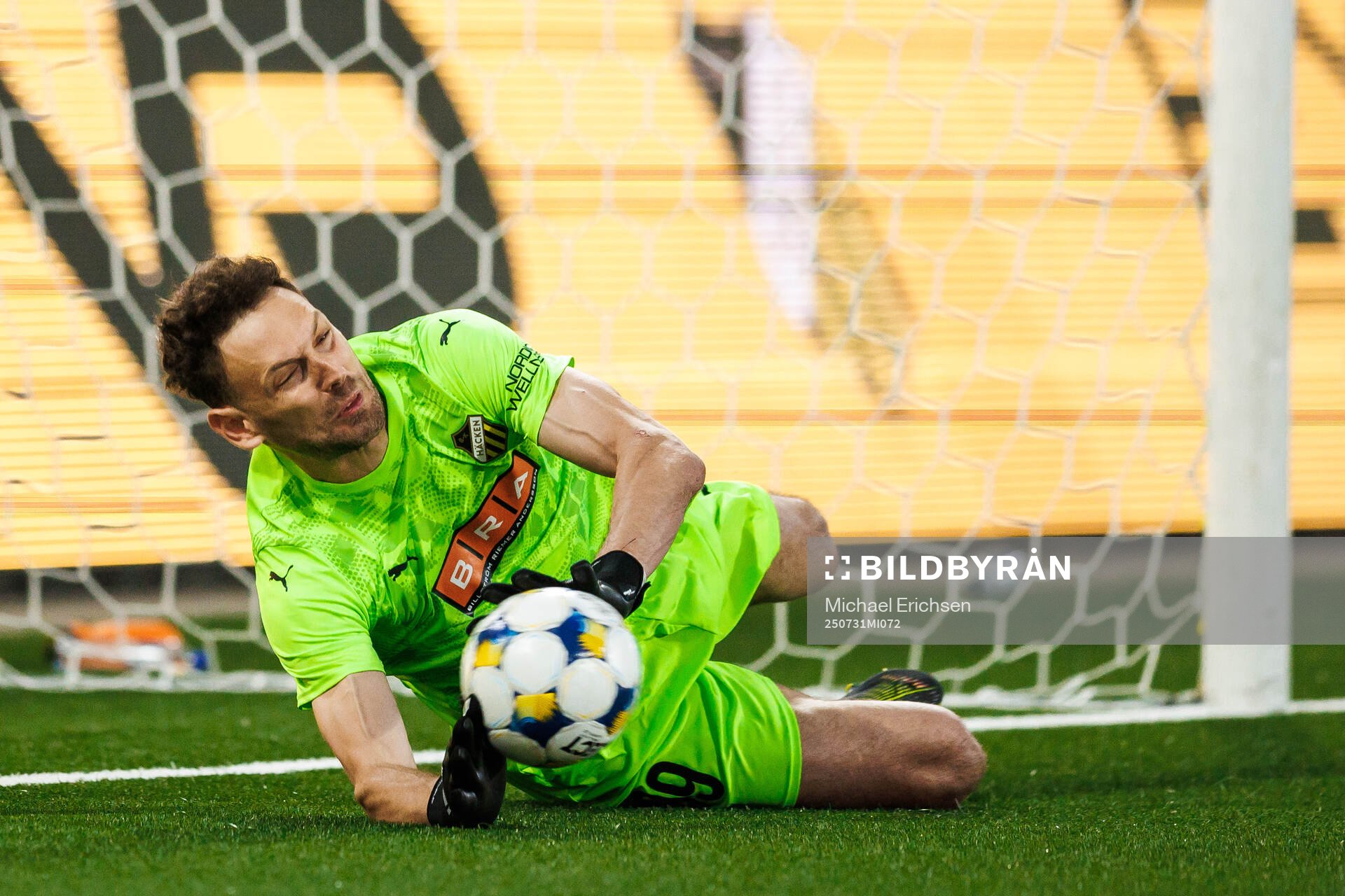 Goalkeeper Etrit Berisha of Häcken with a save in the