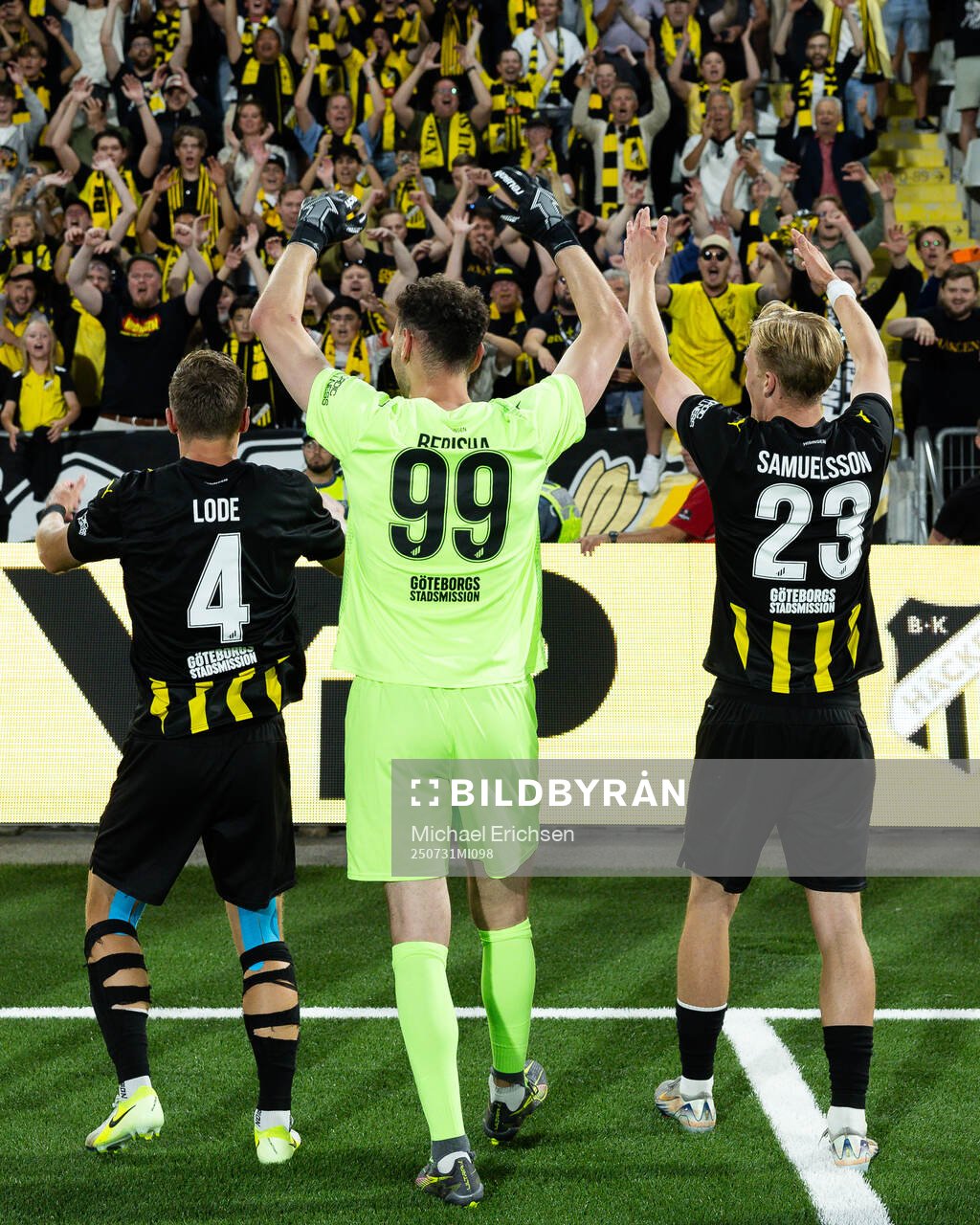 Marius Lode, goalkeeper Etrit Berisha and Olle Samuelsson