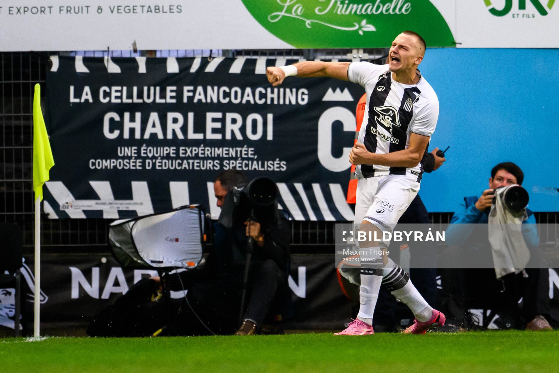 Nikola Stulic of Sporting Charleroi  celebrates