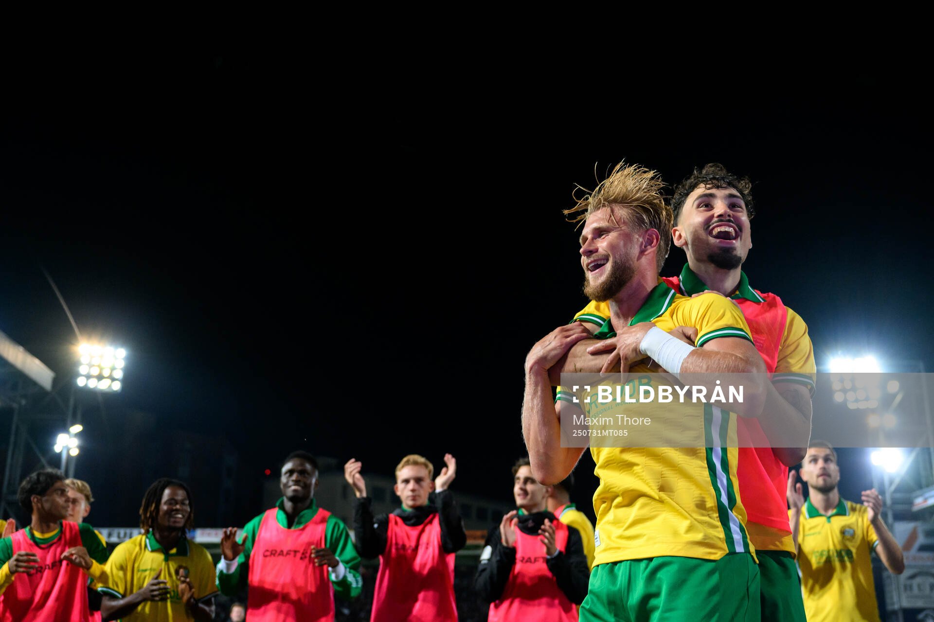 Simon Strand and Sebastian Tounekti of Hammarby celebrate
