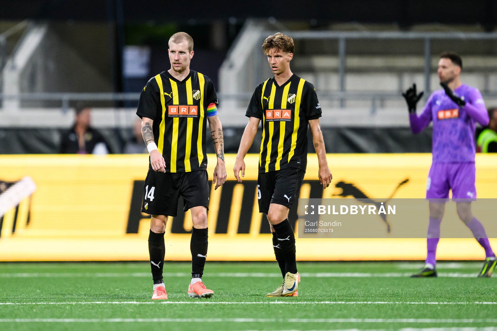 Simon Gustafson and Samuel Leach Holm of Häcken look