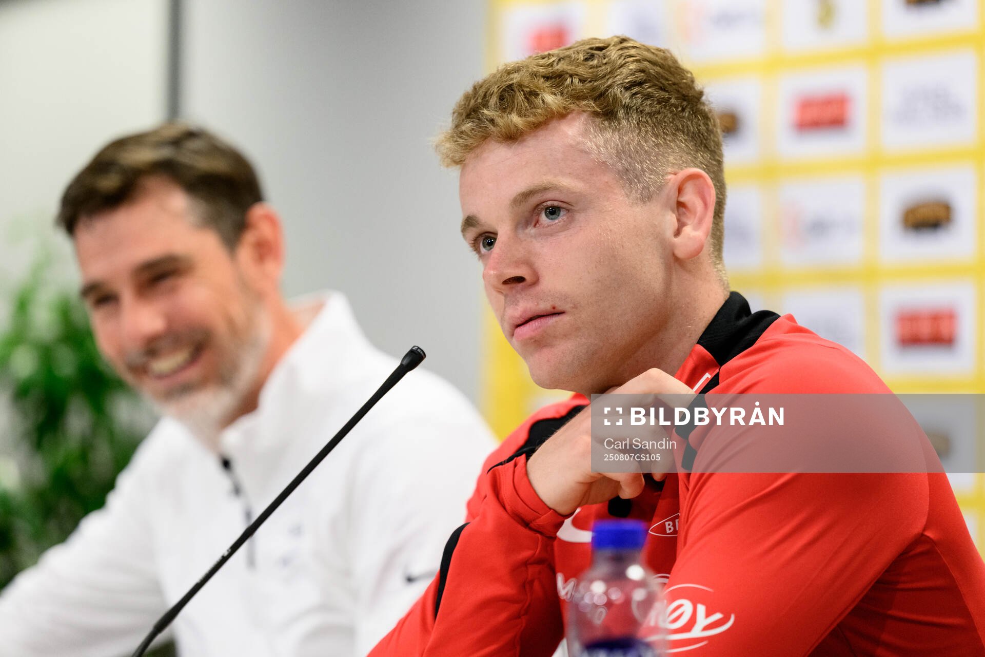 Saevar Atli Magnusson of Brann at a press conference