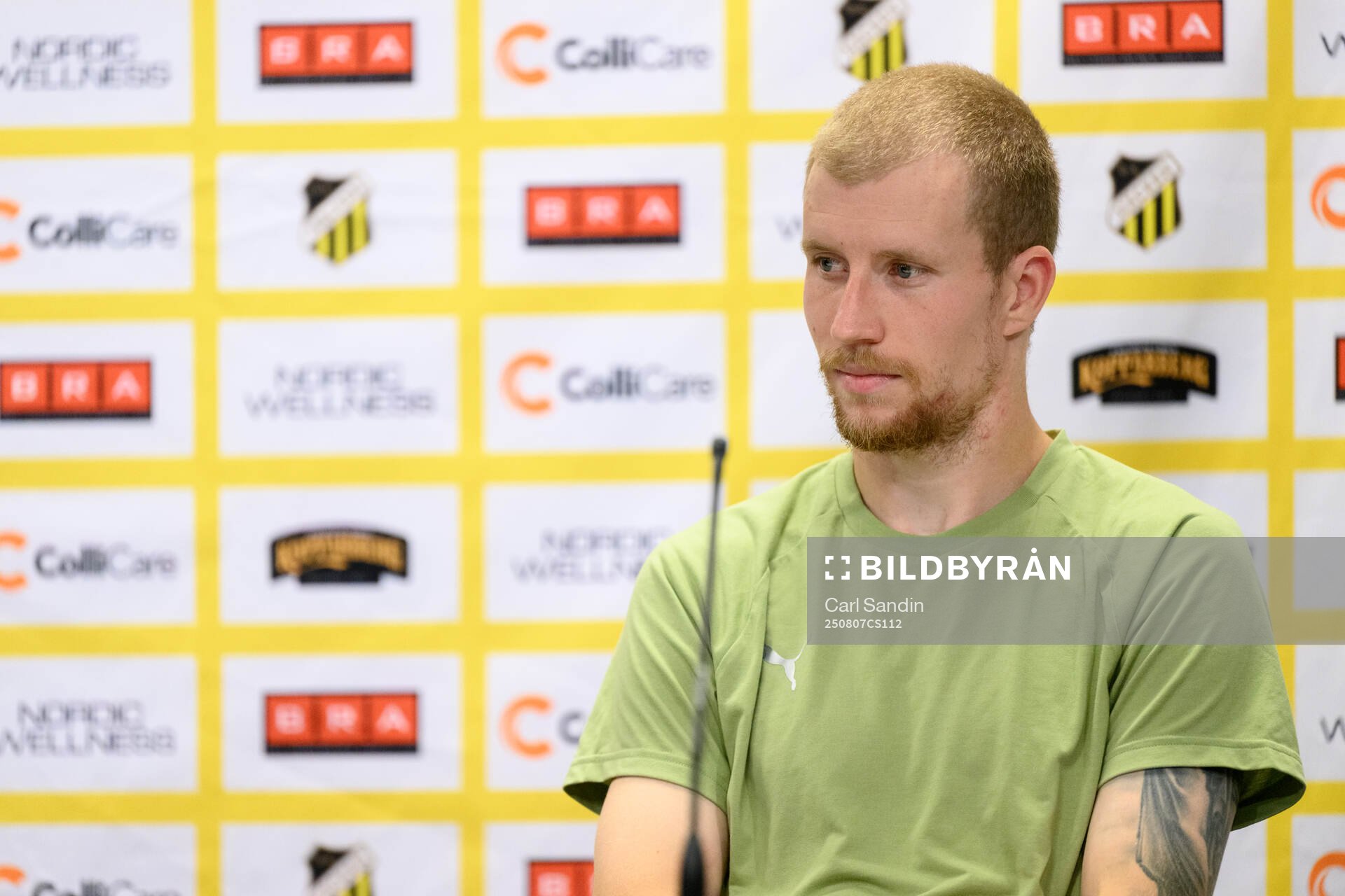 Simon Gustafson of Häcken at a press conference