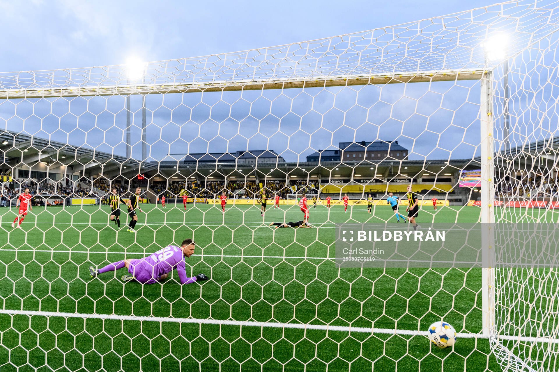 Saevar Atli Magnusson of Brann scores 0-2 behind goalkeeper