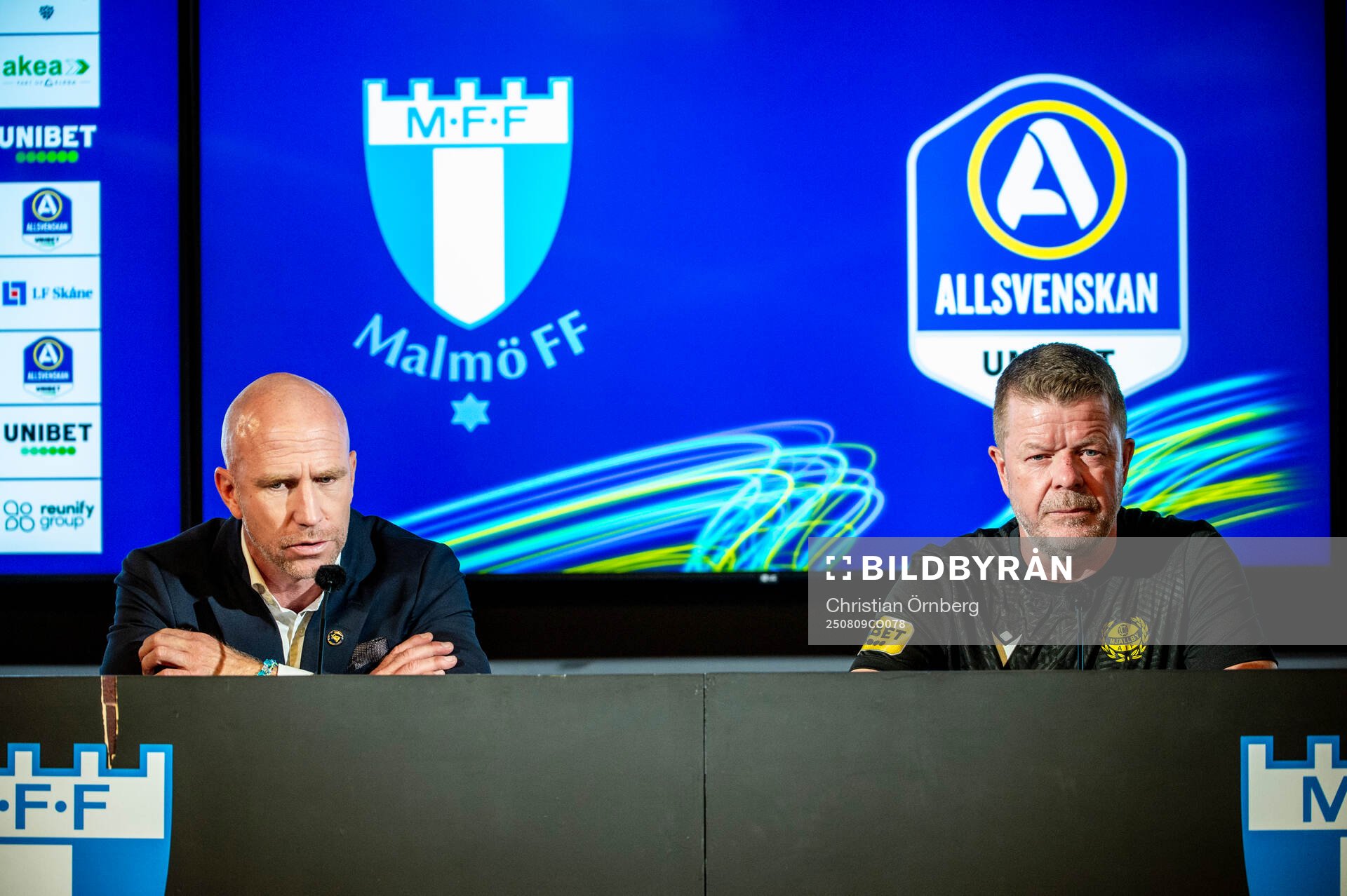 Malmö FFs huvudtränare Henrik Rydström och Mjällbys