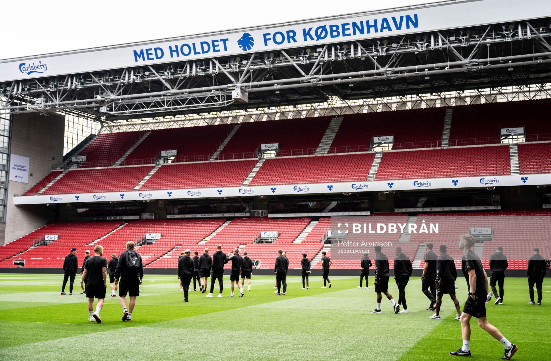 Players of Malmö FF at a stadium walk-around