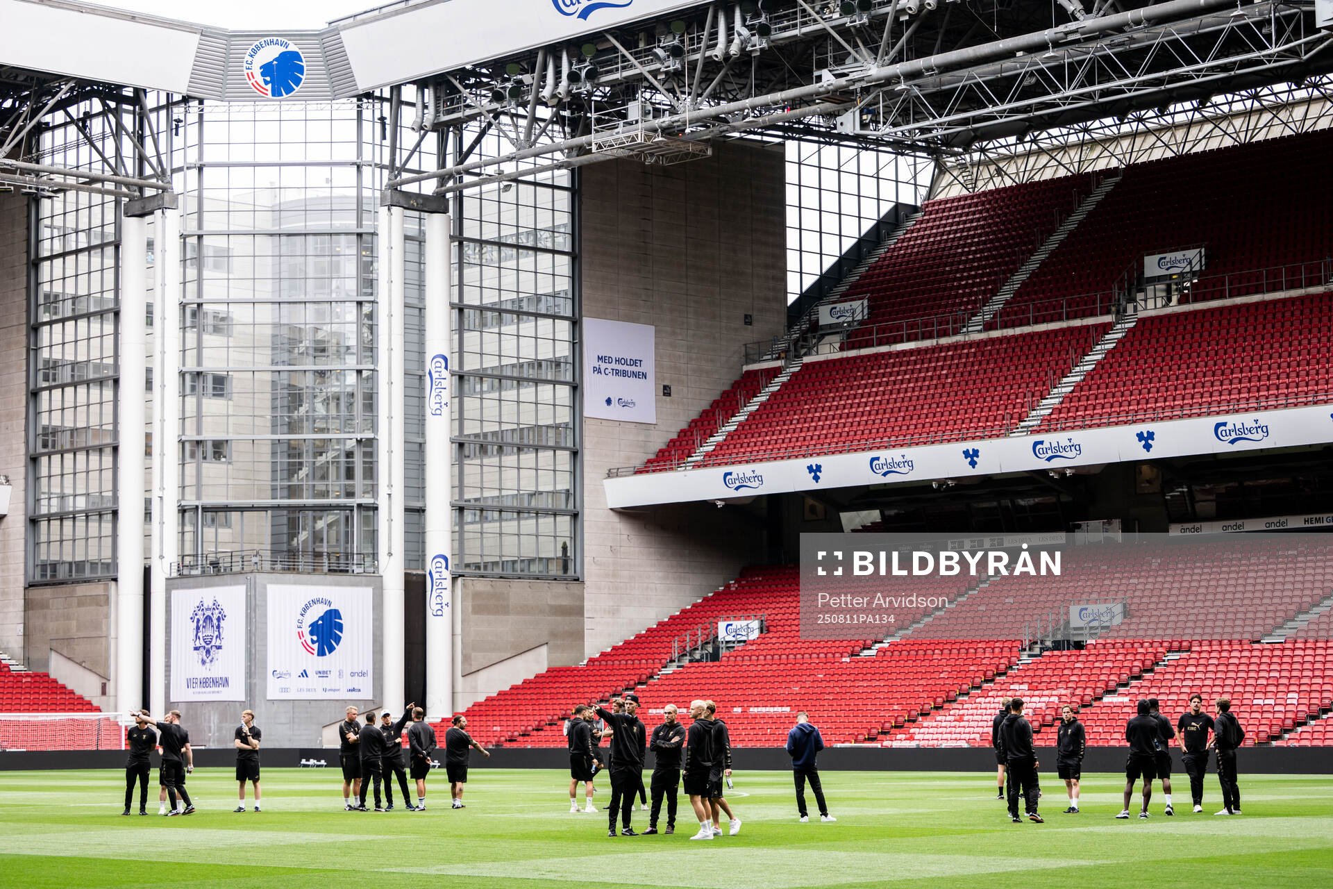Players of Malmö FF at a stadium walk-around