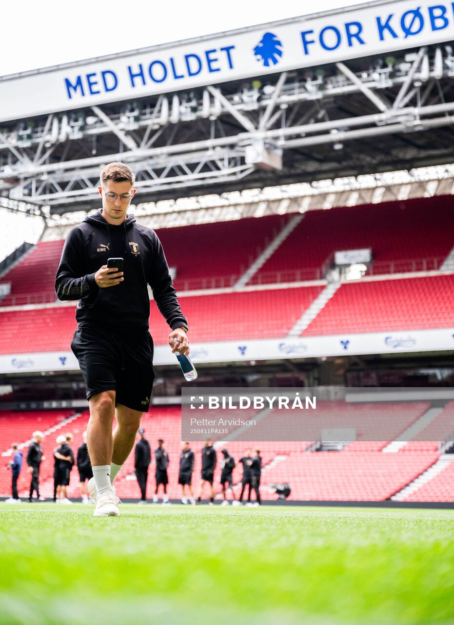 Lasse Berg Johnsen of Malmö FF at a stadium walk-around