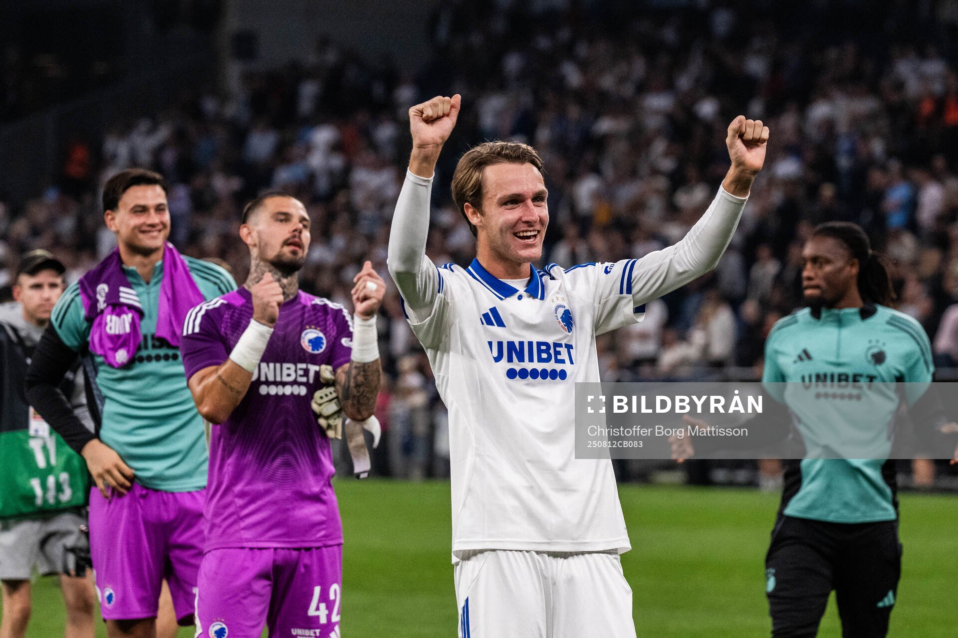 William Clem of FC Copenhagen celebrates with team mates