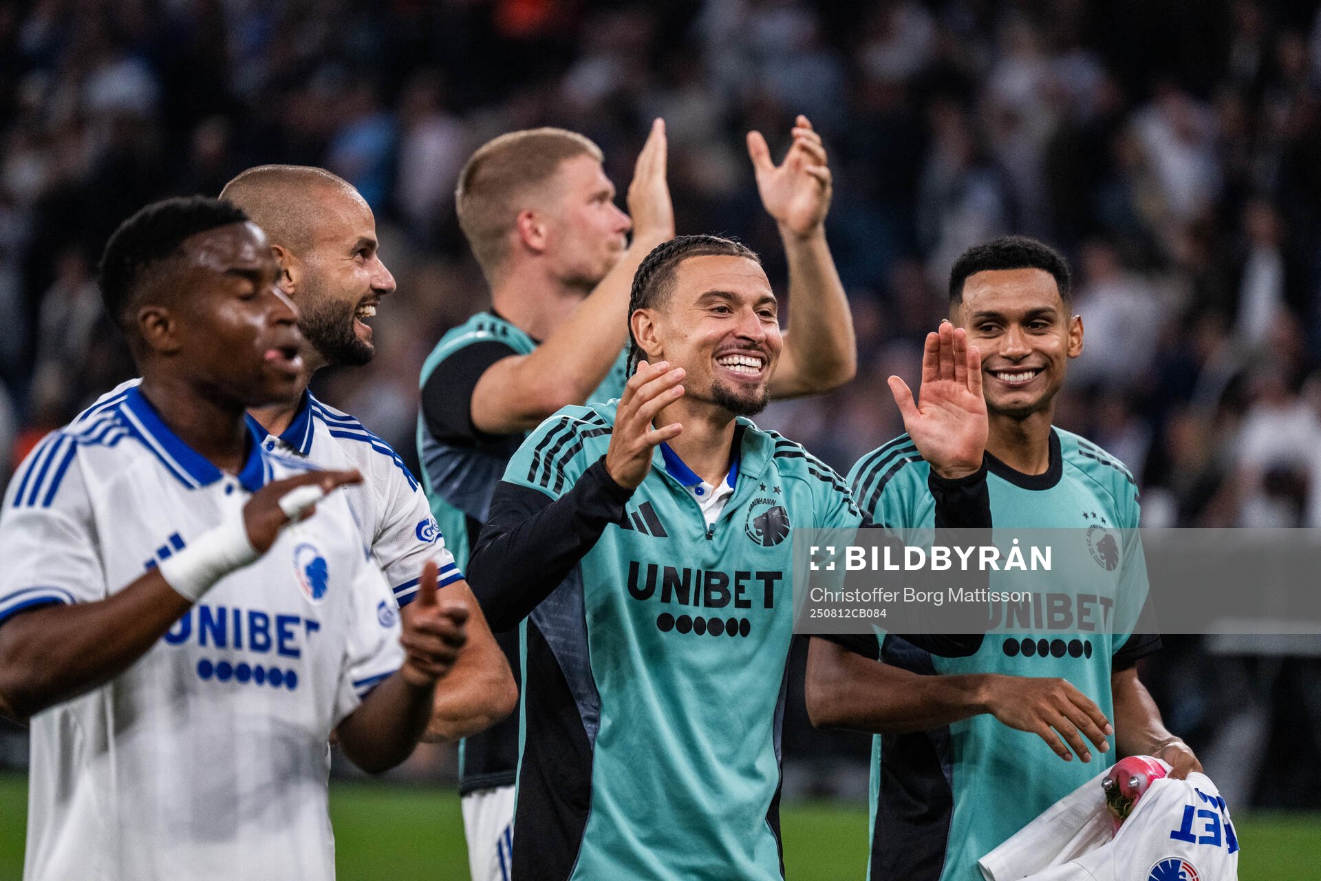 Jordan Larsson of FC Copenhagen celebrates with team mates
