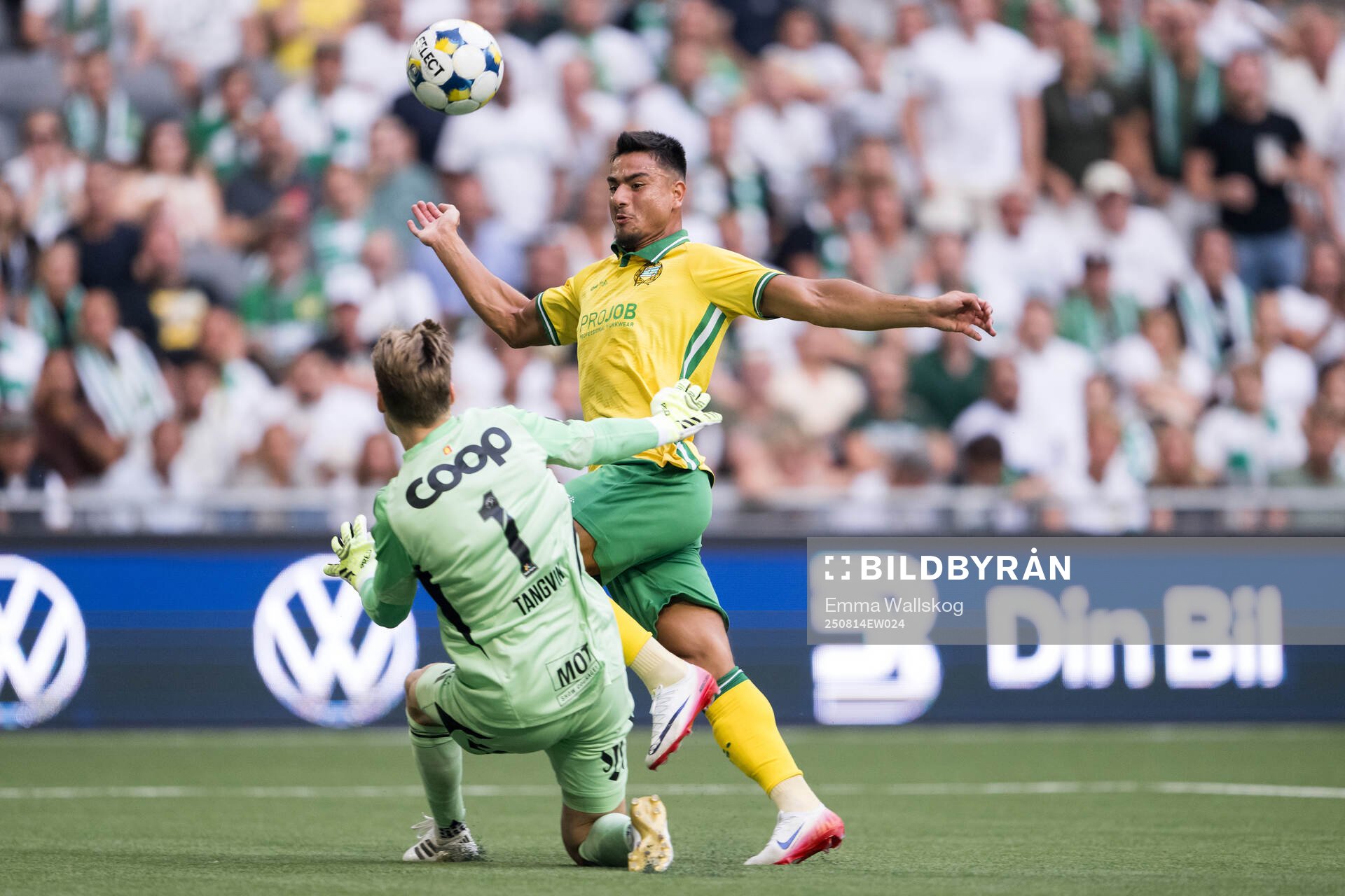 Goalkeeper Sander Tangvik of Rosenborg and Jusef Erabi of