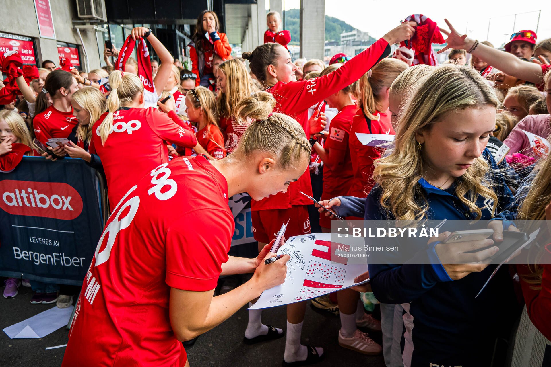 Nora Lie Eghdami of Brann with fans