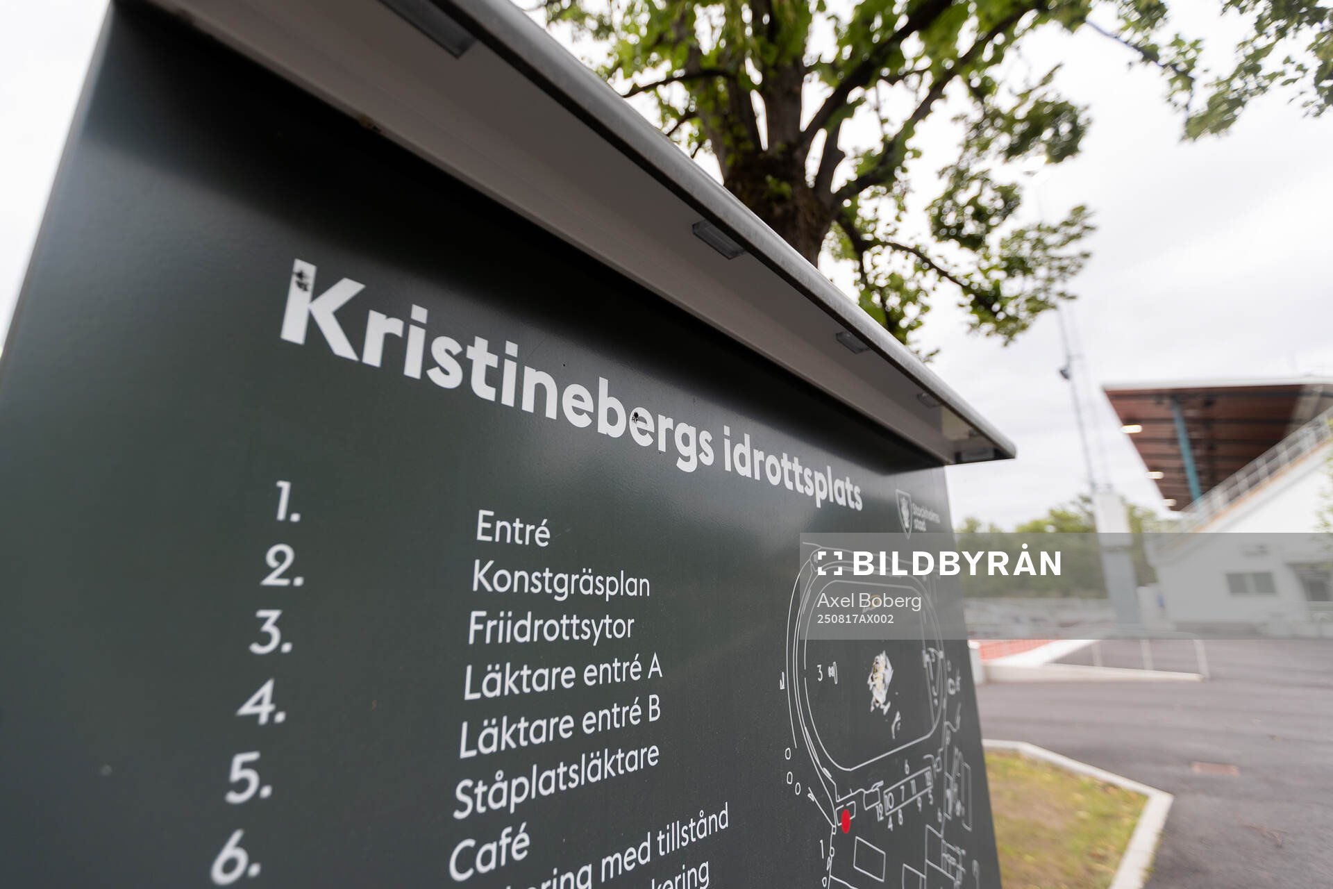 En karta över Kristinebergs idrottsplats