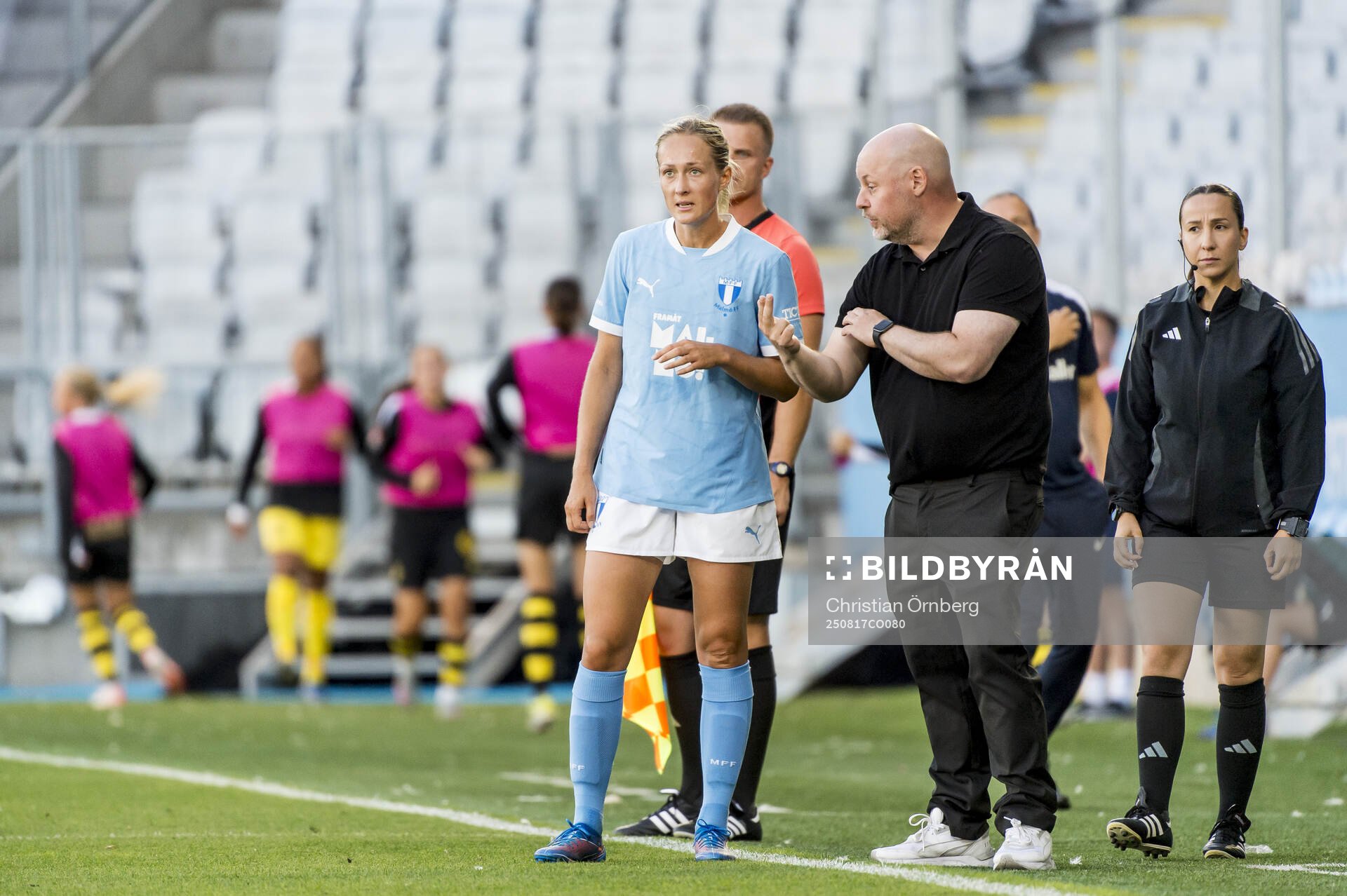 Malmö FFs Sanna Kullberg och tränare Jonas Valfridsson
