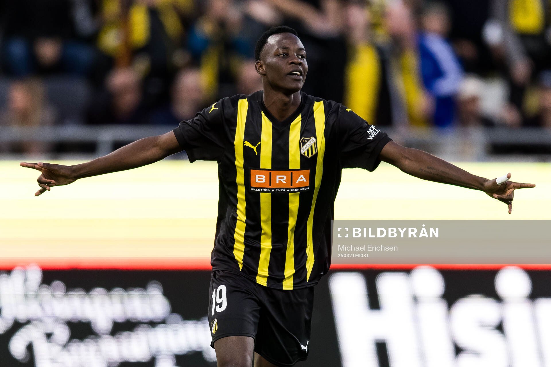 John Paul Dembe of Häcken celebrates