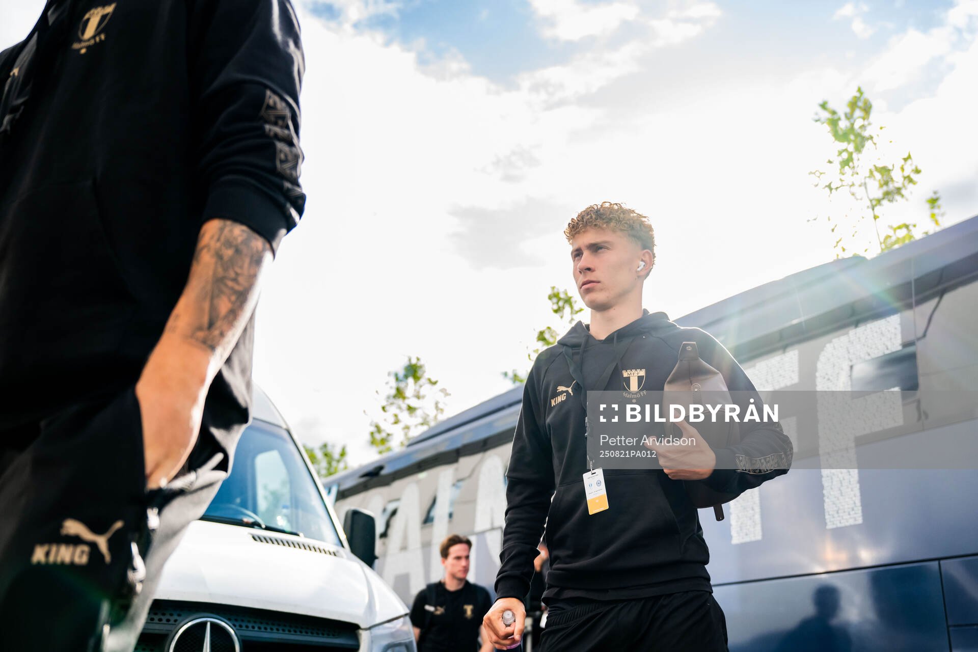 Hugo Bolin of Malmö FF arrives at the stadium