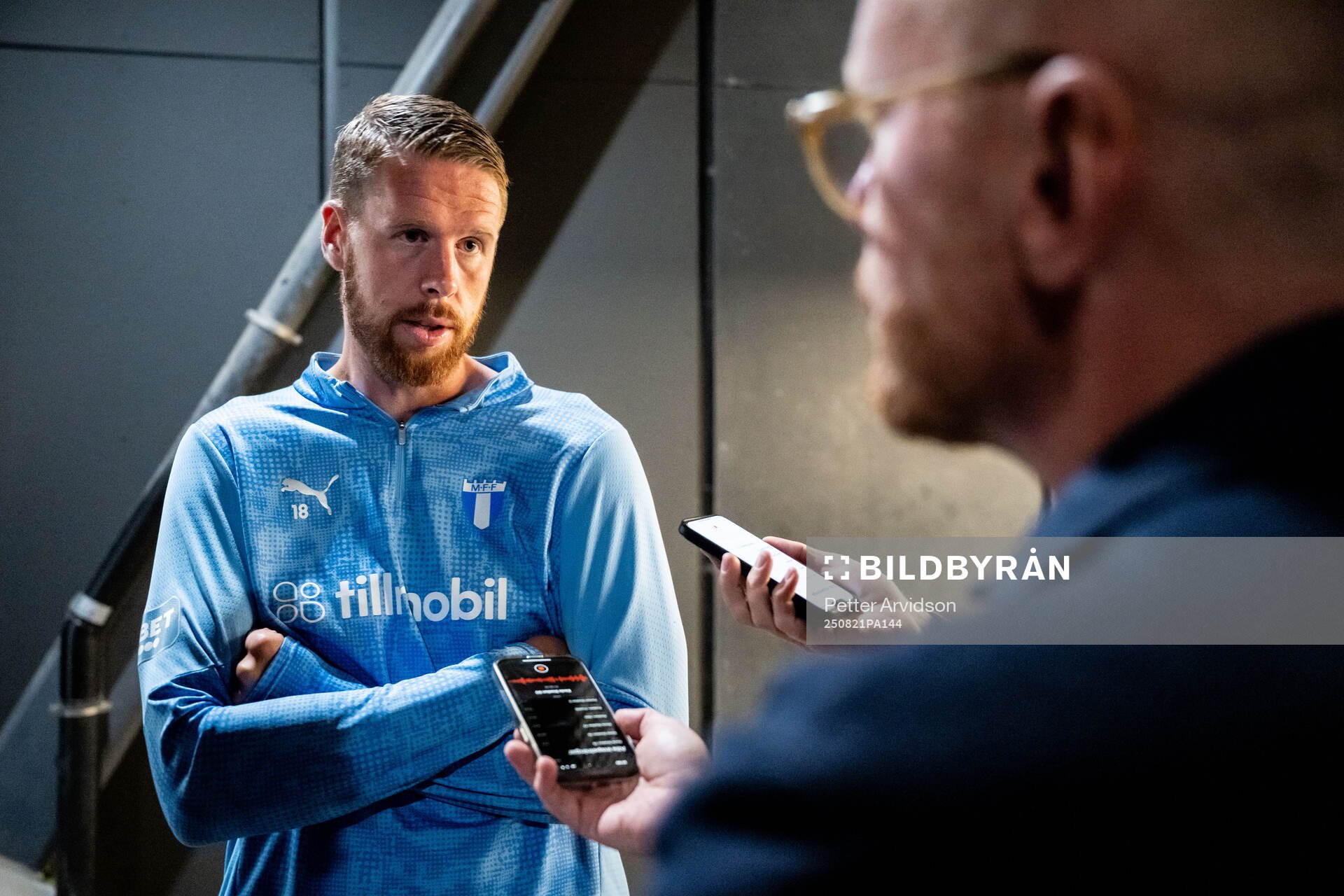 Pontus Jansson of Malmö FF is being interview