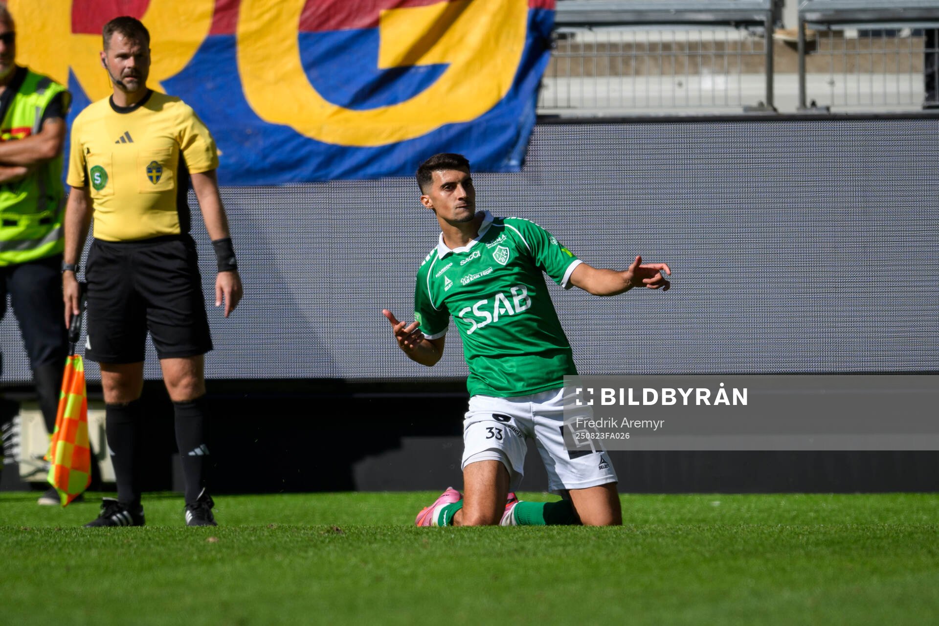 Brages målskytt Amar Muhsin jublar