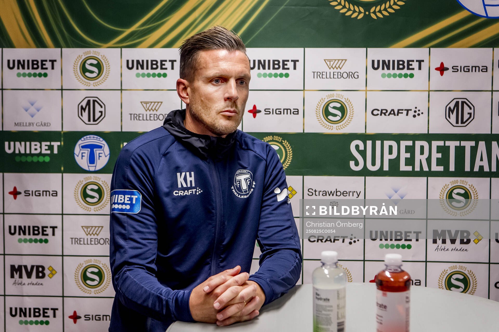 Trelleborgs tränare Kristian Haynes på en presskonferens