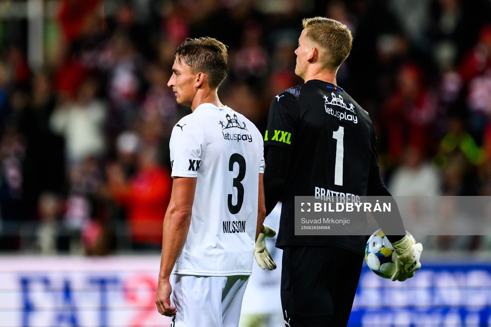 Helsingborgs Wilhelm Nilsson och målvakt Johan Brattberg