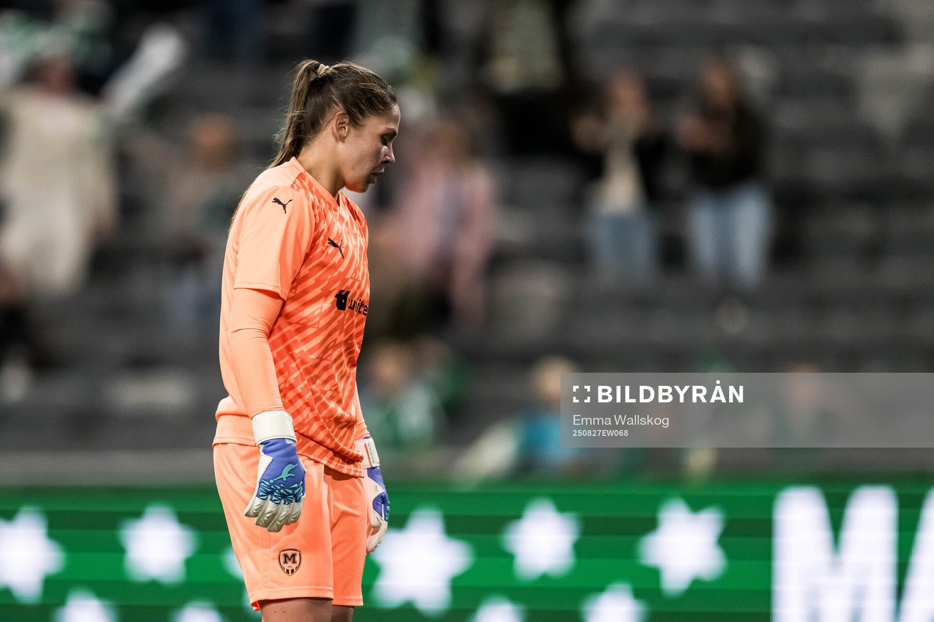 Goalkeeper Daryna Bondarchuk of Metalist 1925 looks dejected