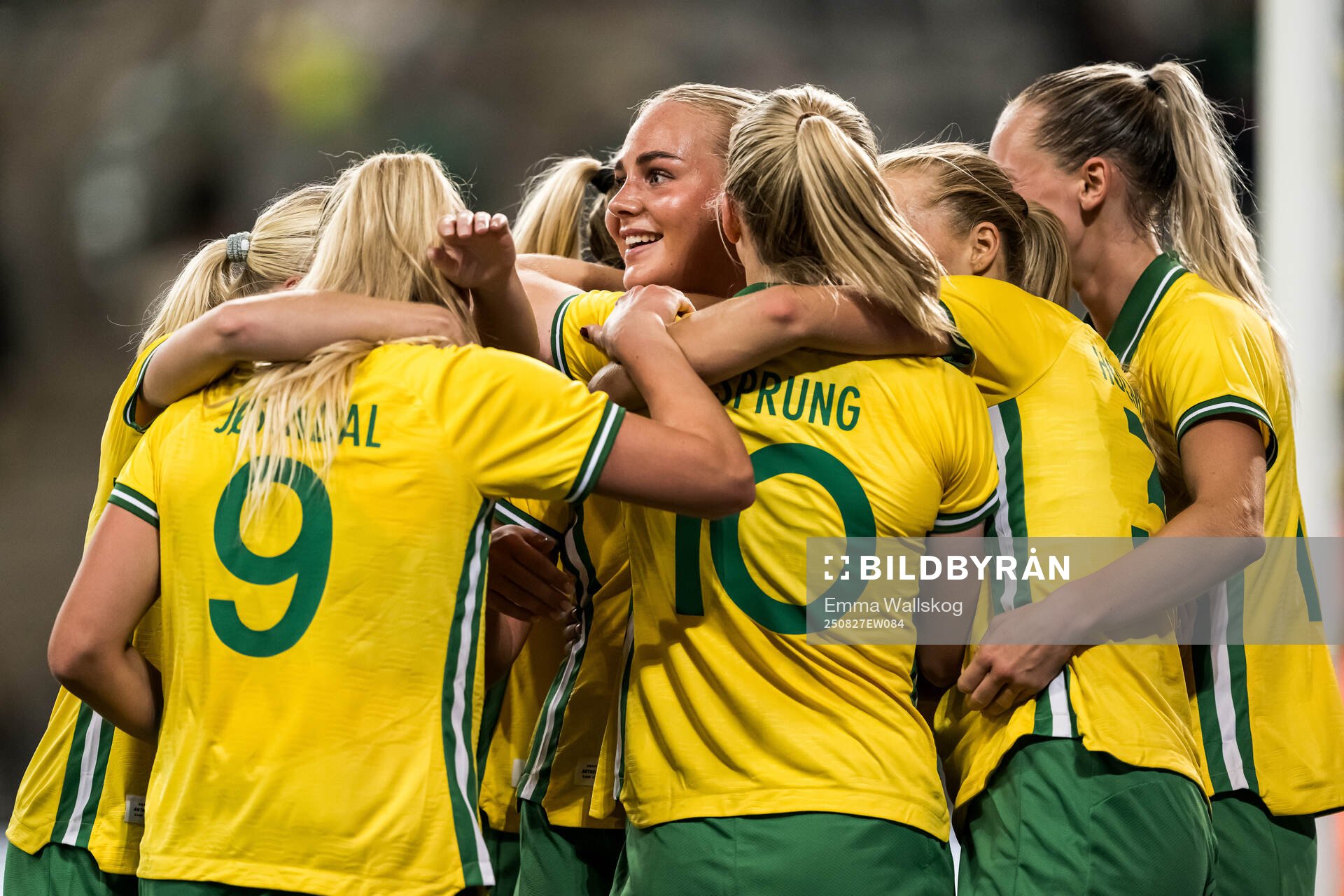 Cathinka Tandberg  of Hammarby celebrate with teammates