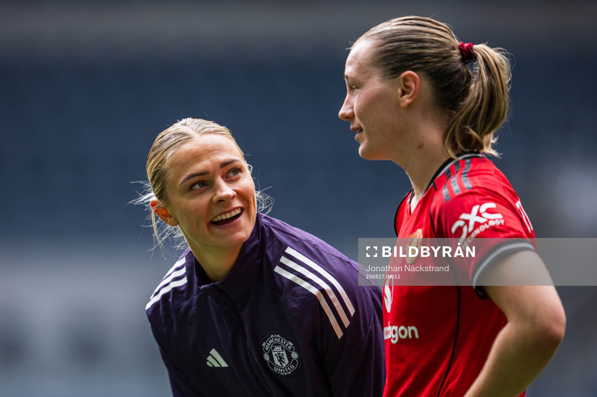 Fridolina Rolfo and Elisabeth Terland of Manchester United