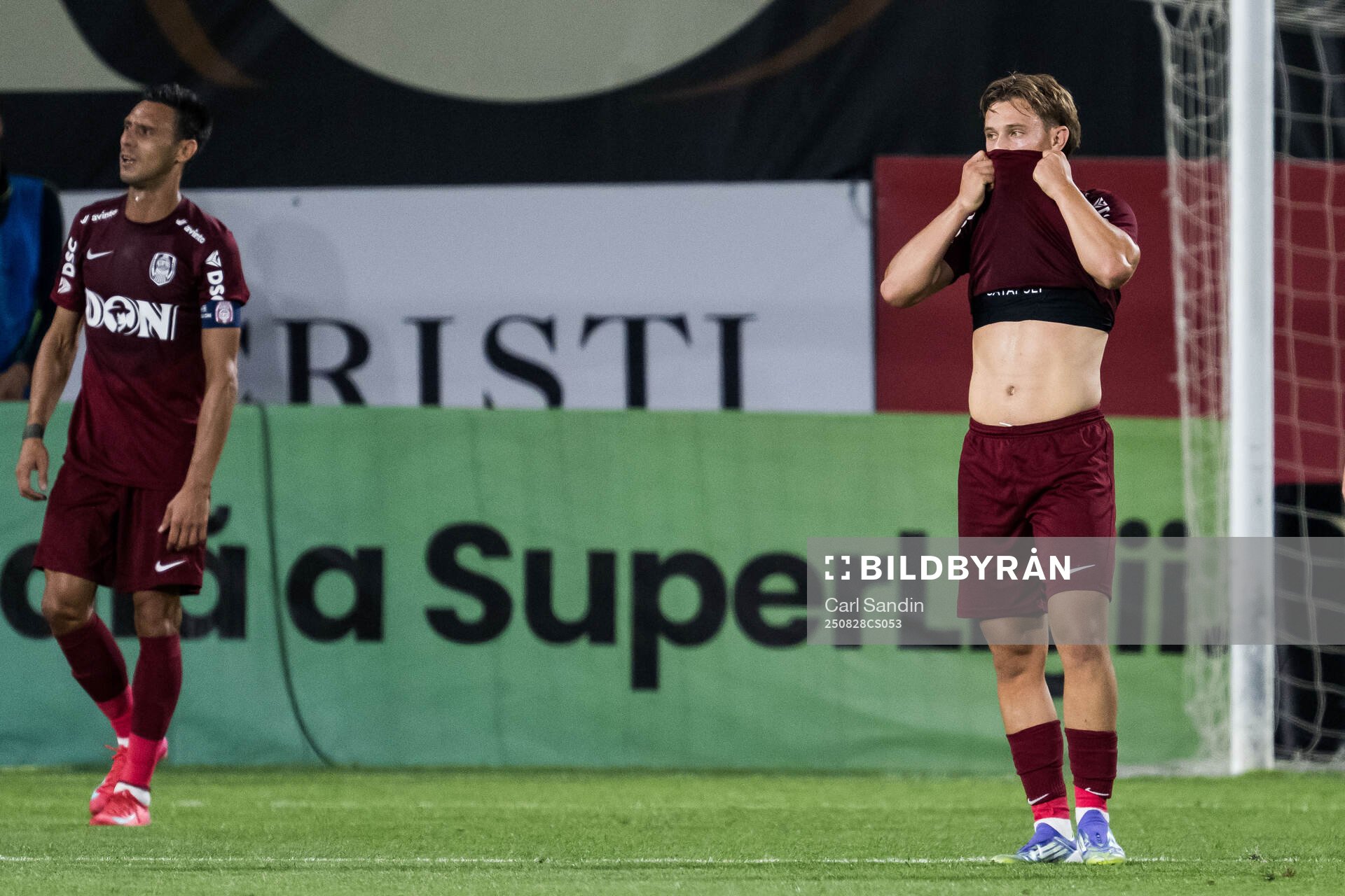 Lorenzo Biliboc of CFR Cluj looks dejected