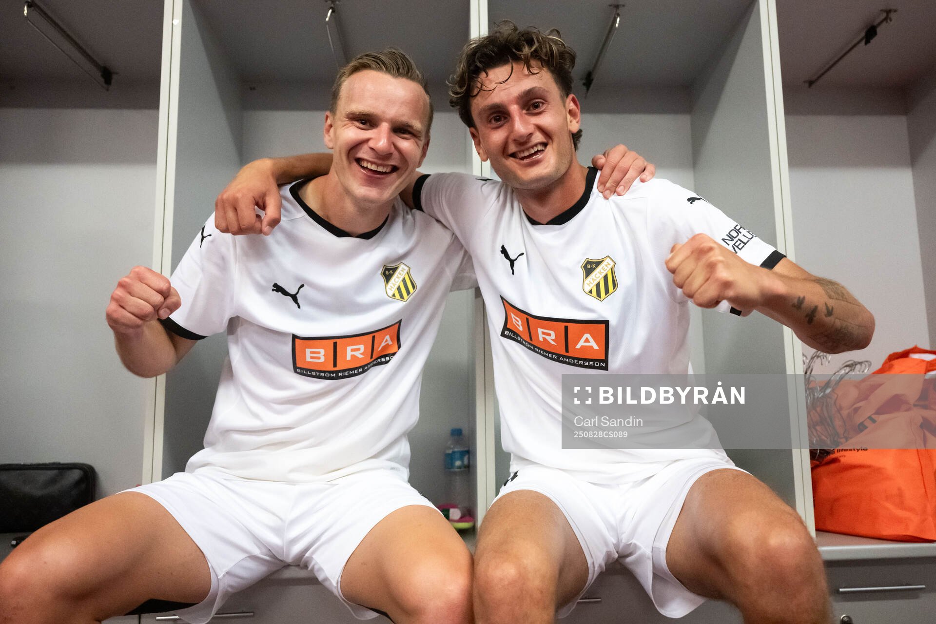 Marius Lode and Silas Andersen of Häcken celebrate