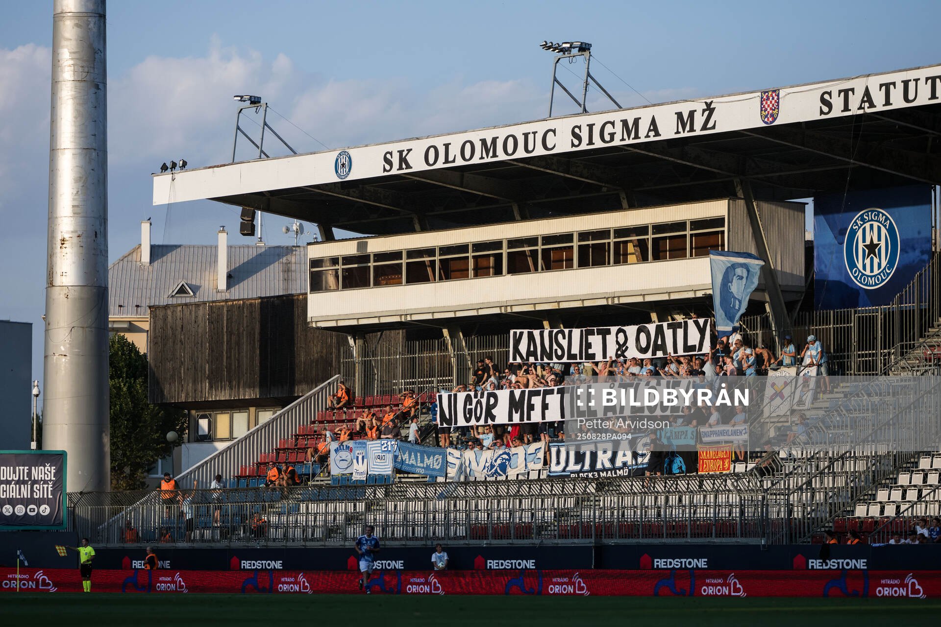 Fans of Malmö FF with a banner