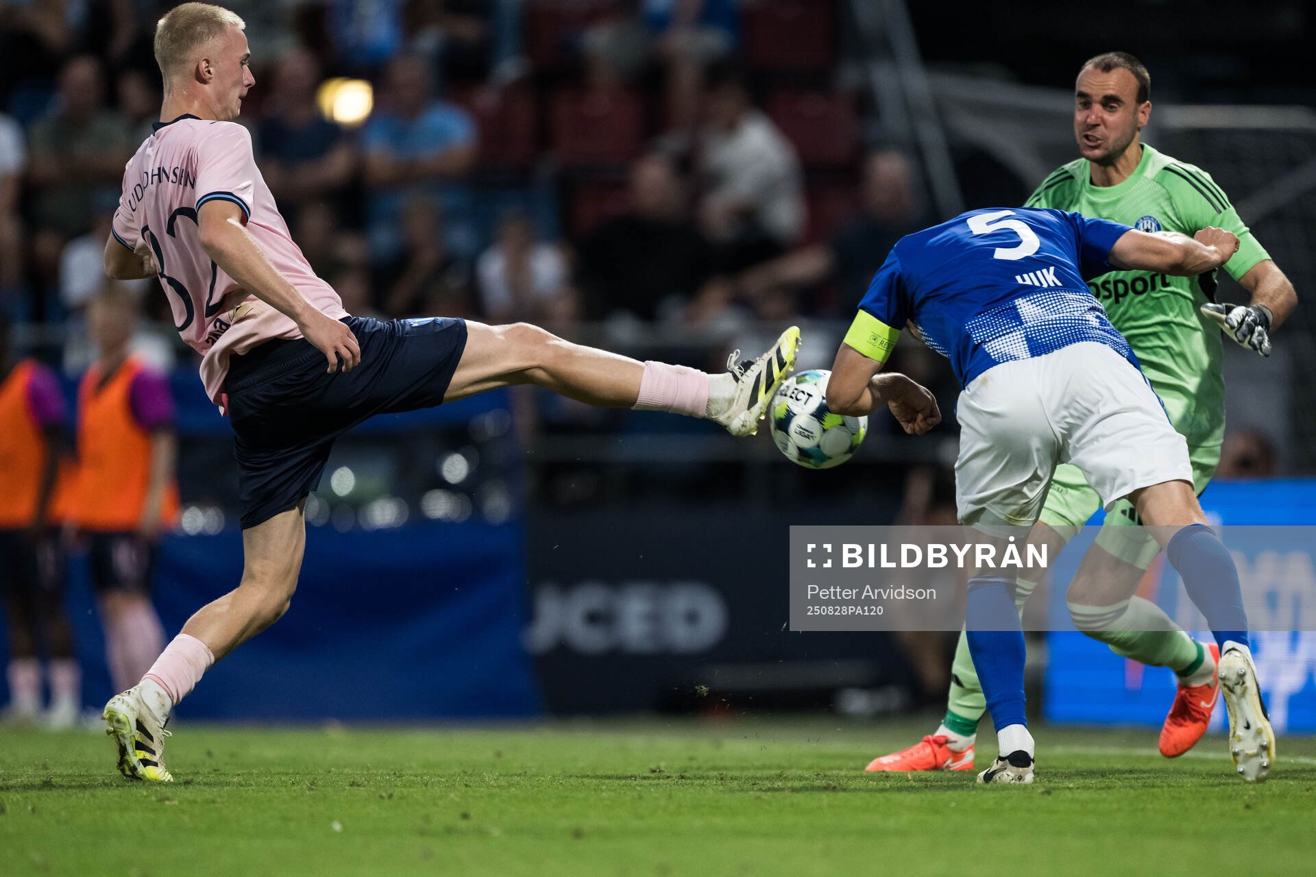 Daniel Gudjohnsen of Malmö FF scores 0-1 behind goalkeeper