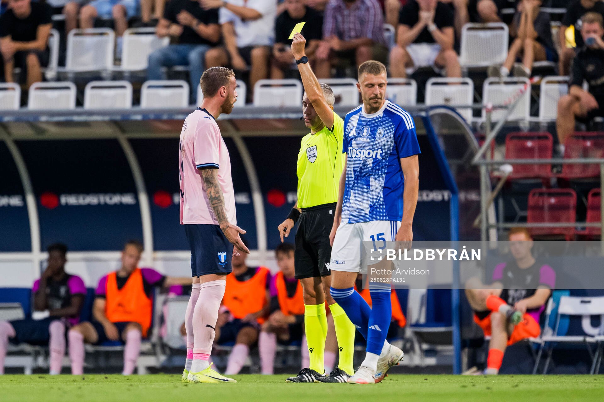 Pontus Jansson of Malmö FF and Referee Radu Petrescu