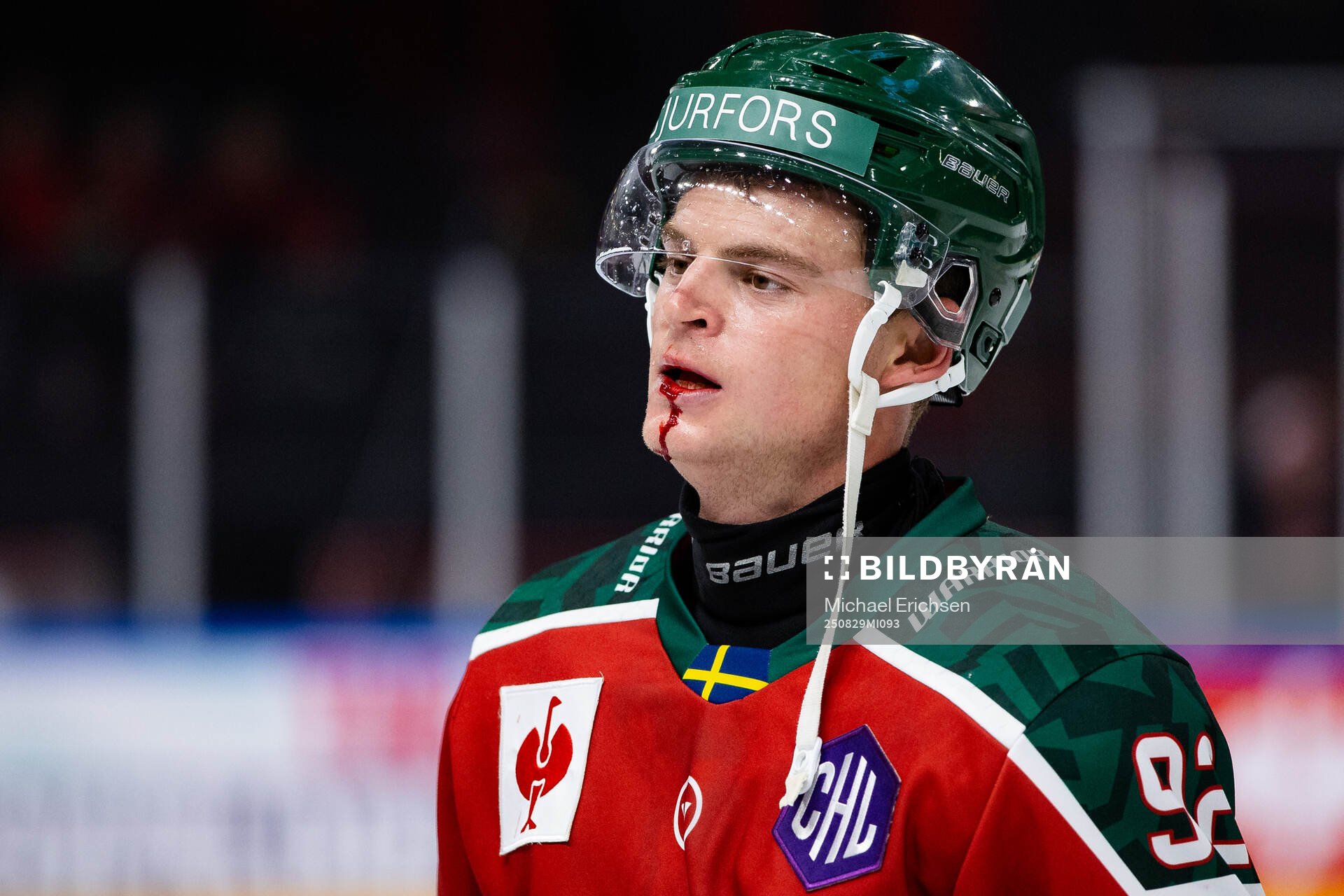 Filip Cederqvist of Frölunda leaves the ice