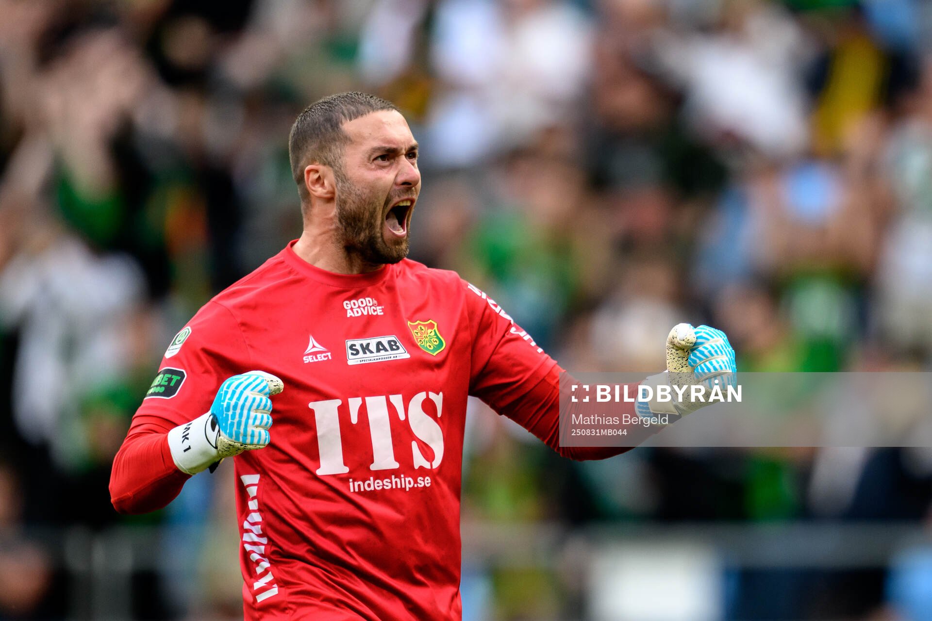 GAIS målvakt Mergim Krasniqi jublar
