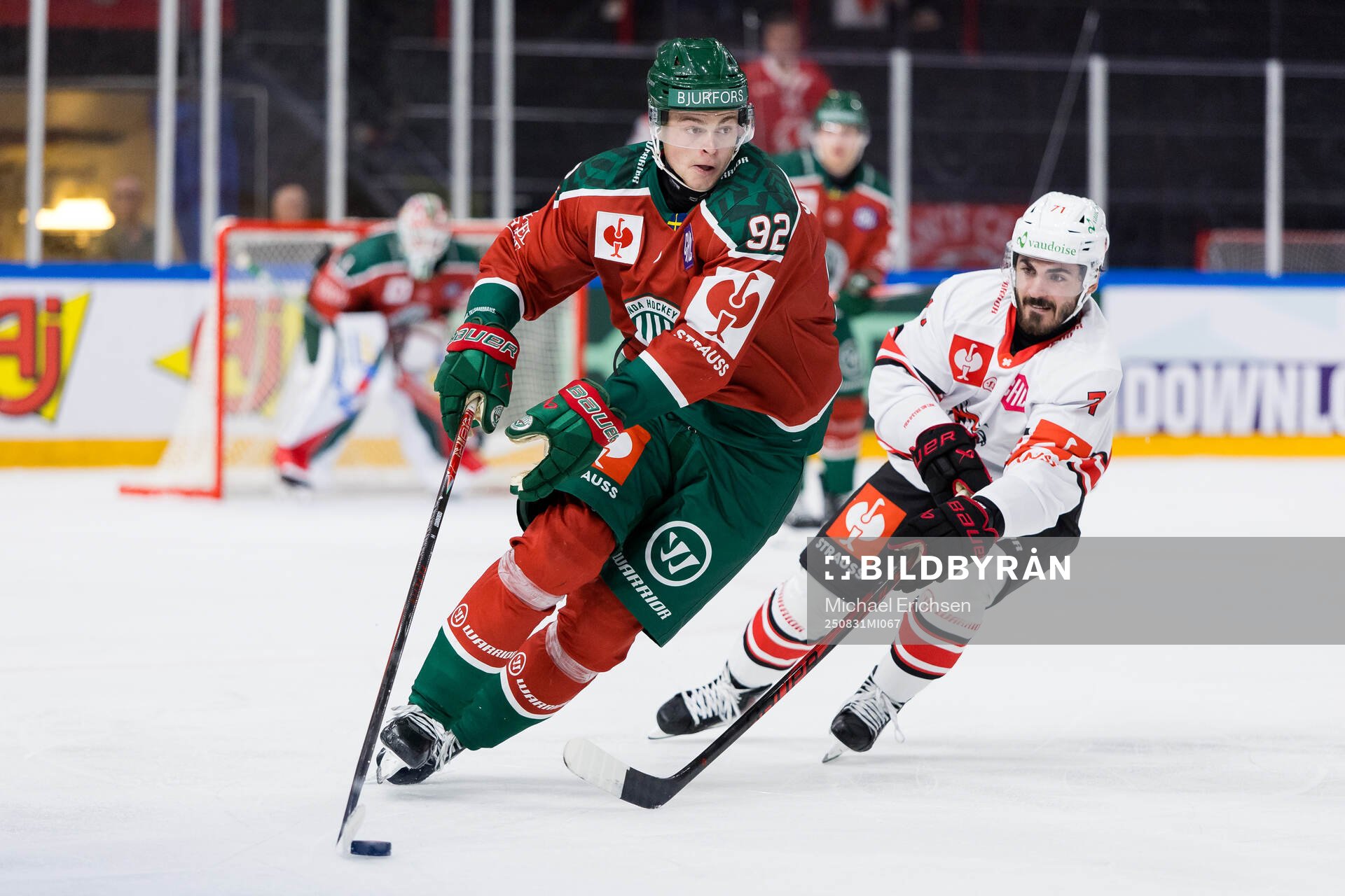 Filip Cederqvist of Frölunda and Aurelien Marti of Lausanne