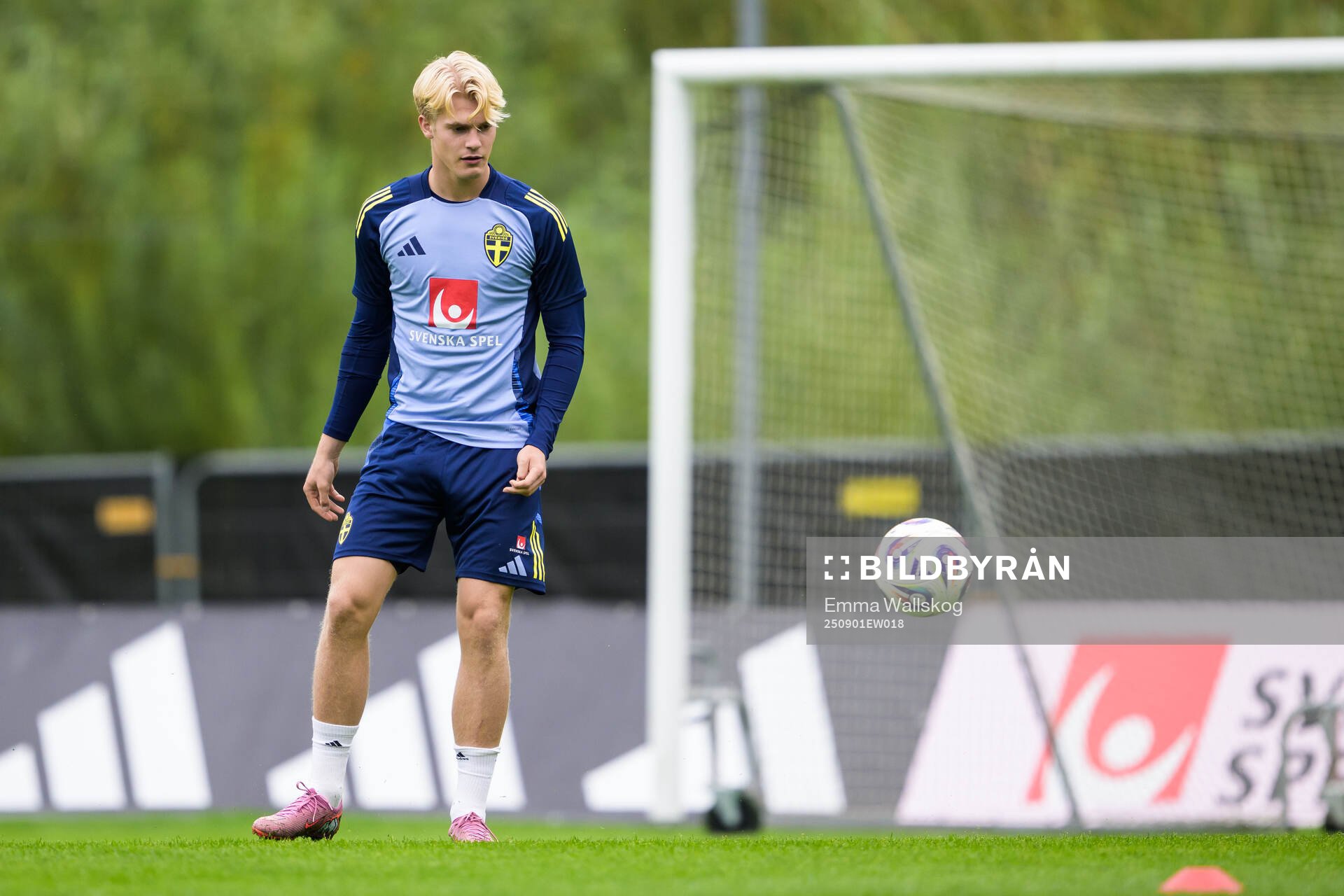 Lucas Bergvall of the Swedish national football team