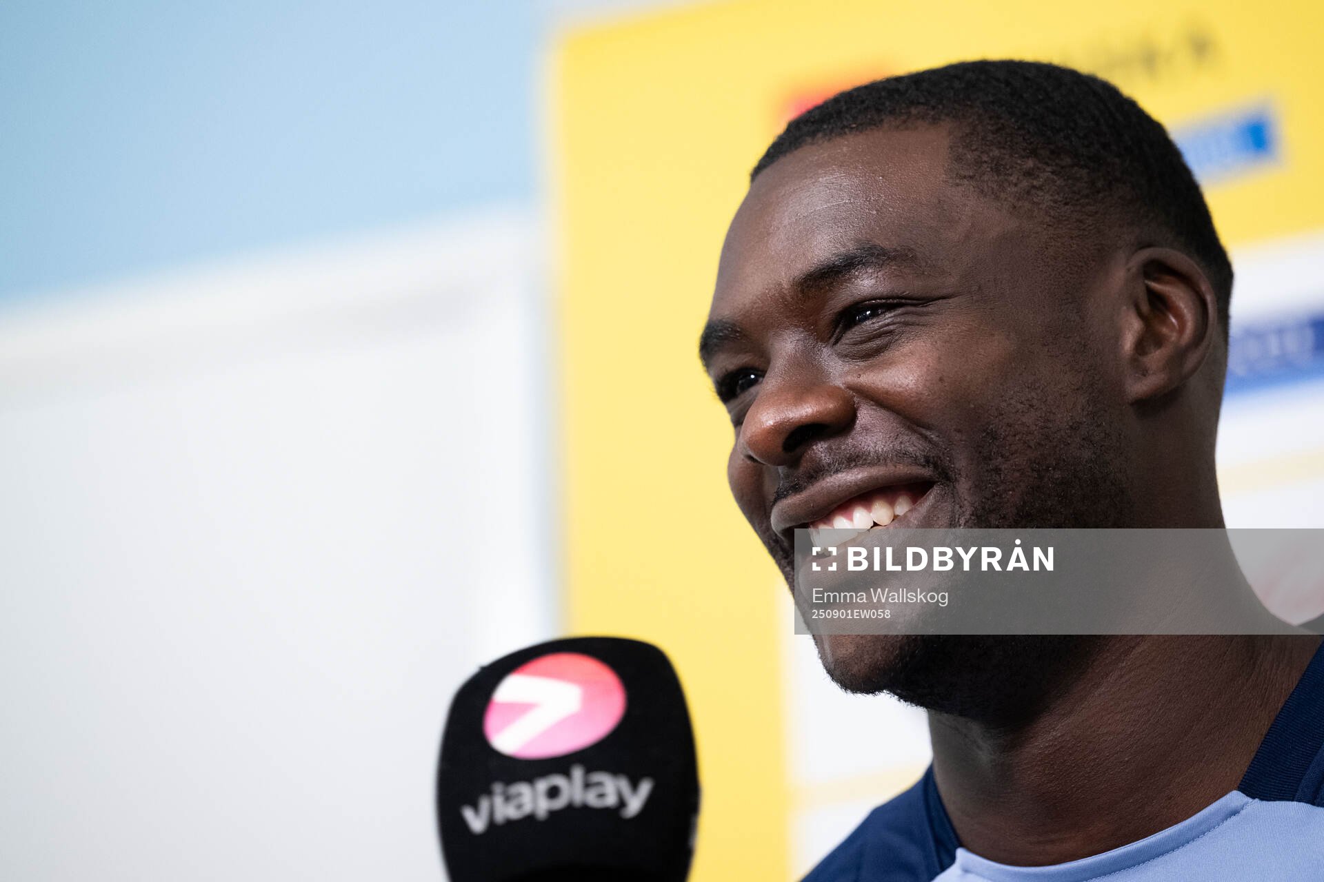 Ken Sema of the Swedish national football team in mixed zone