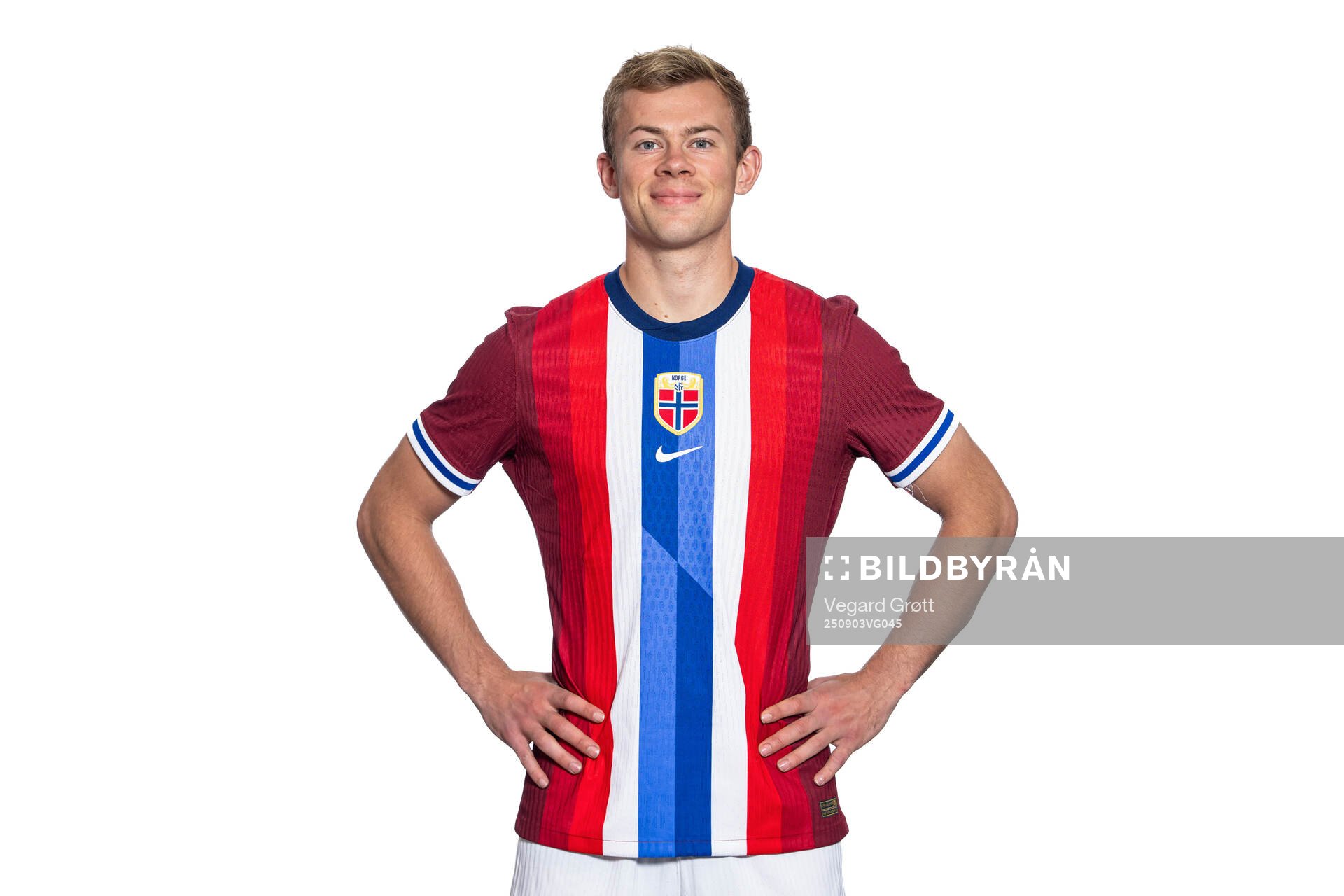 Aune Heggebø of the Norwegian national football team poses