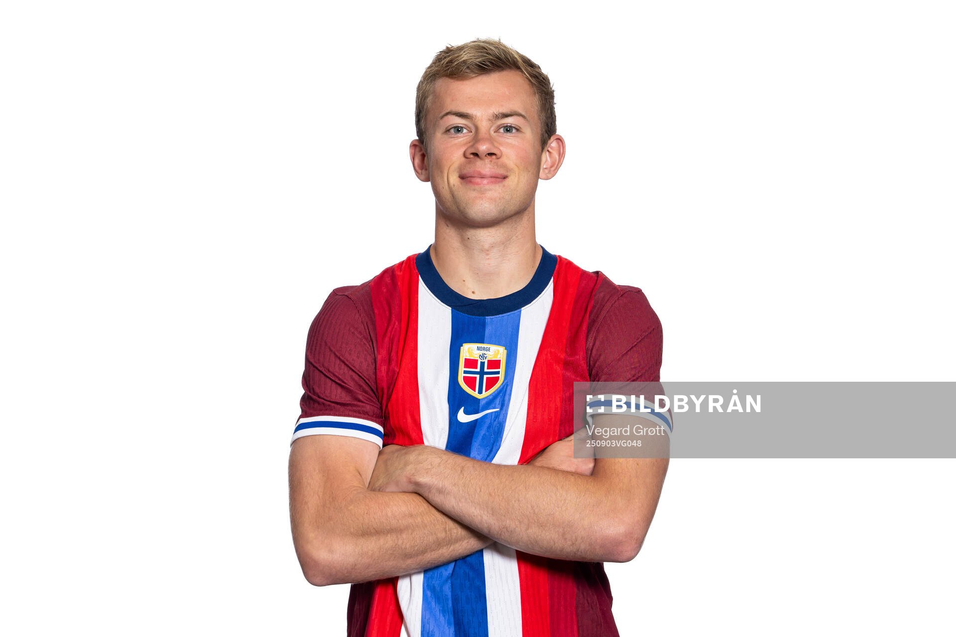Aune Heggebø of the Norwegian national football team poses